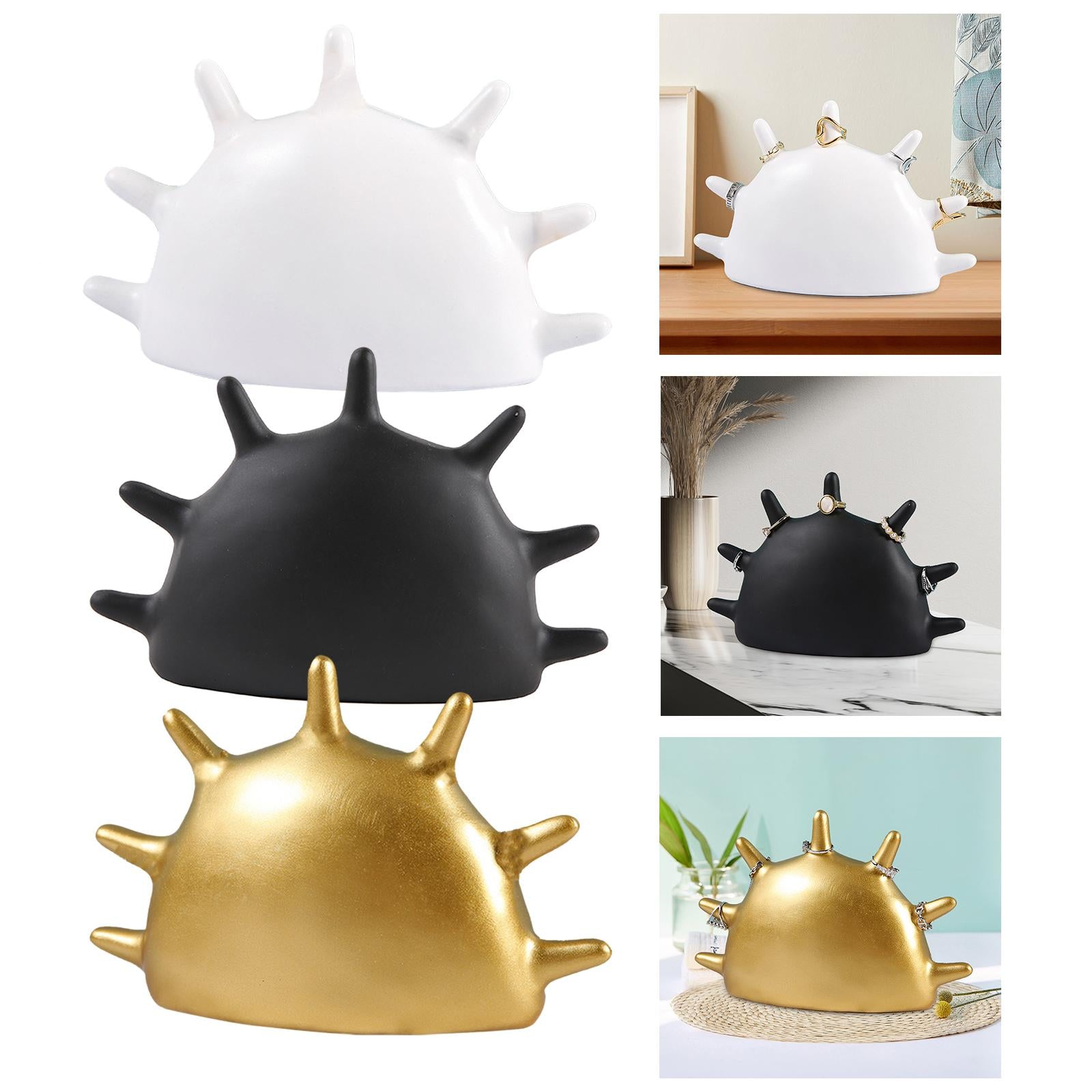 Fingertip Rings Stand Palm Shape Keys Trinket Tray for Cabinet Bathroom Table white