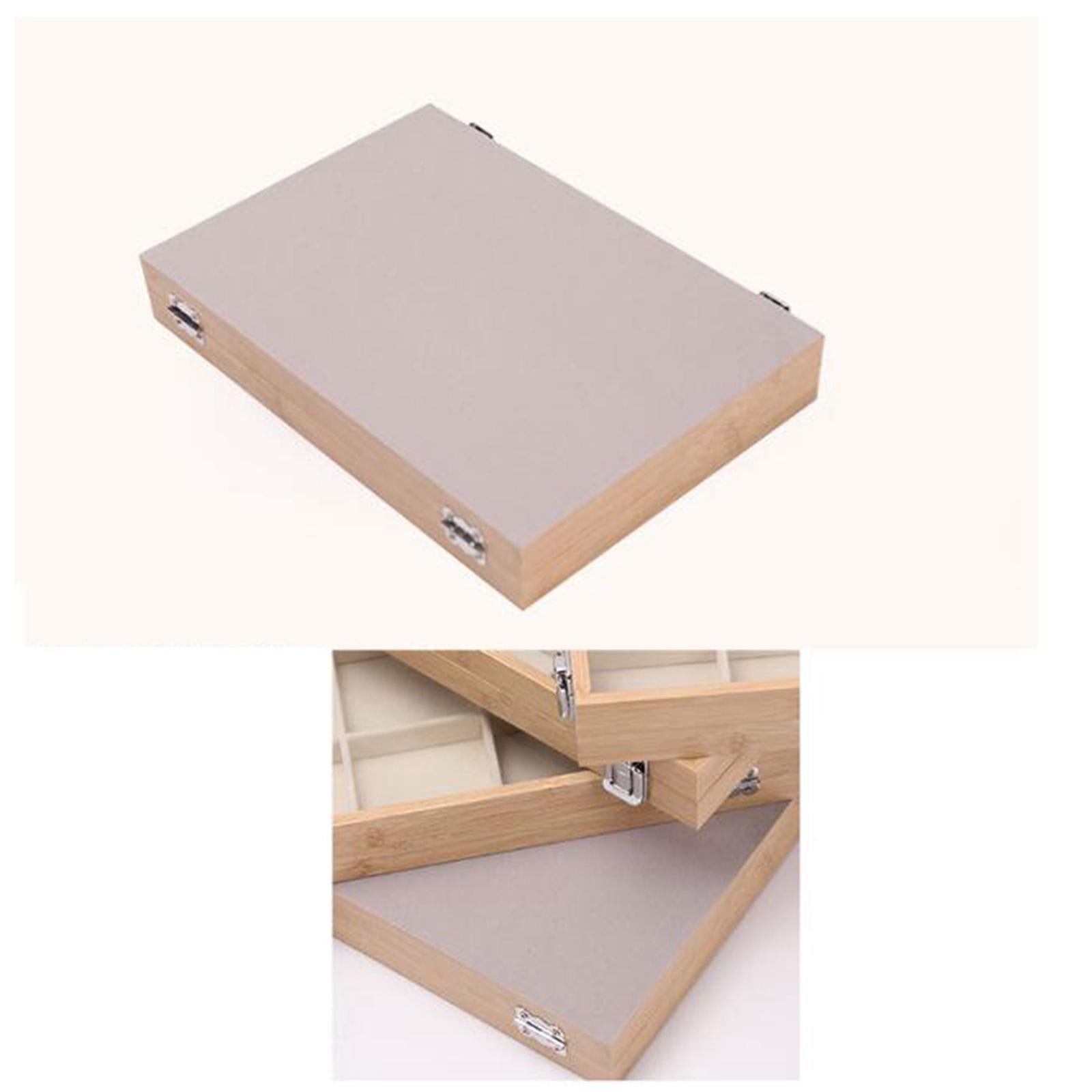 Jewelry Box Wooden Storage Case Earring Organizer Tray for Bedroom Shop No Grid Gray