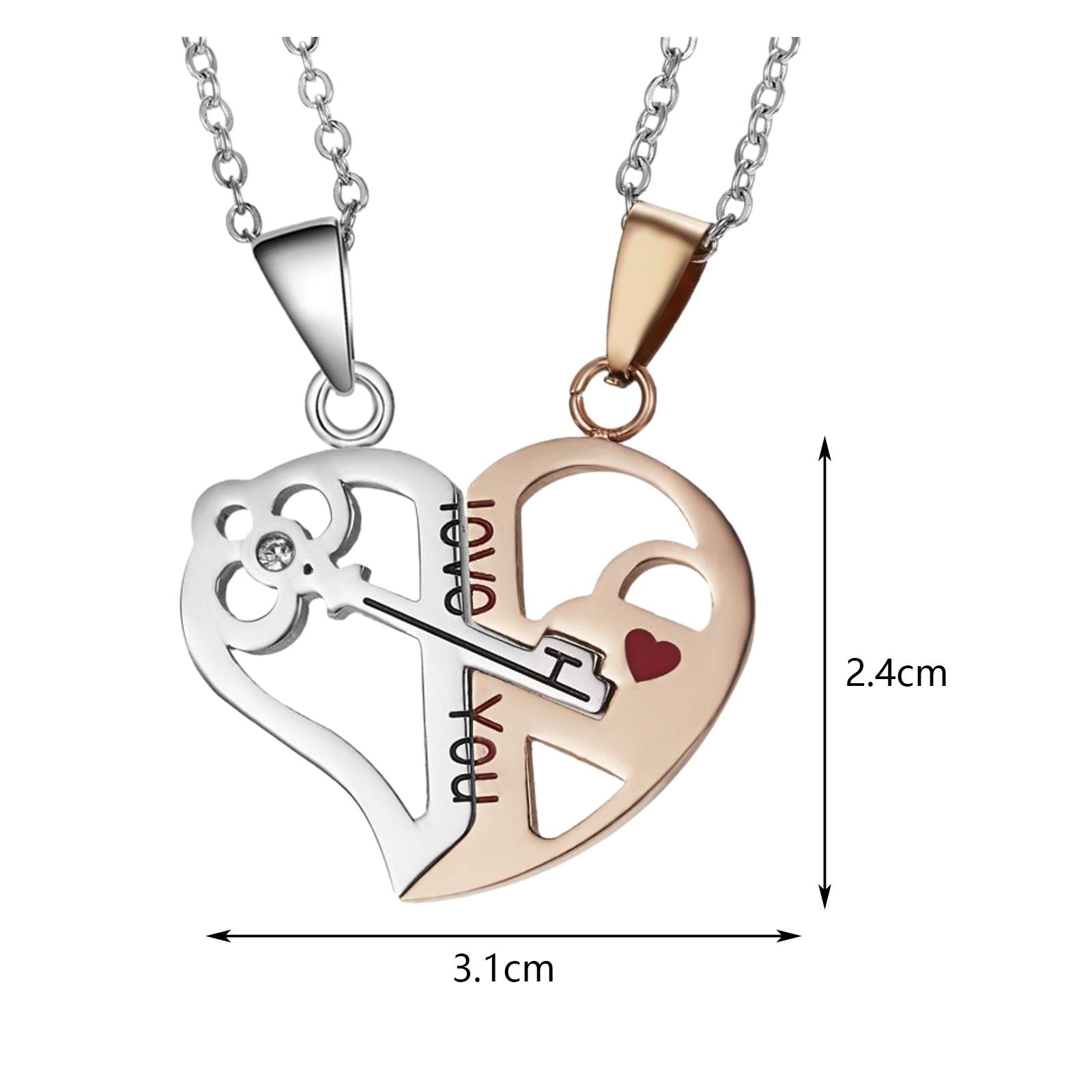 Heart Shape Couple Necklace Trendy for Anniversaries Valentine's Day Parties Gold