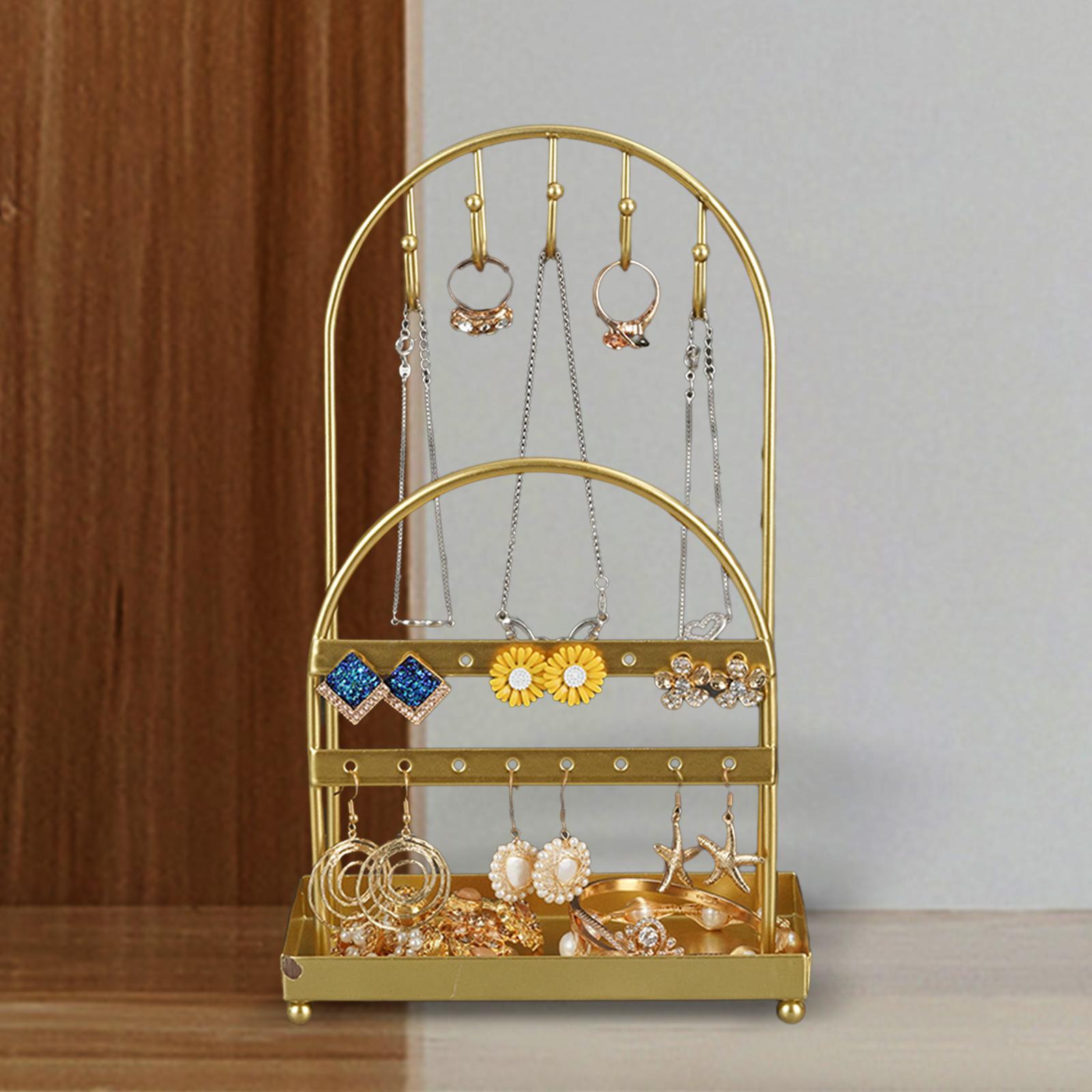 Jewelry Jewelry Display Stand 5 Hooks Organizer with 16 Holes Jewelry Holder