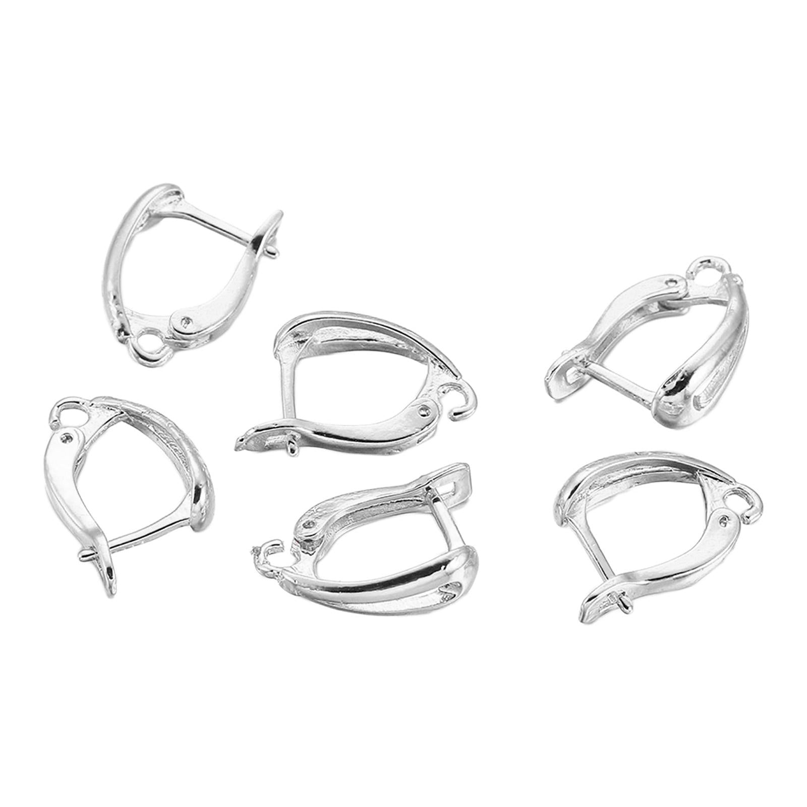 6x Earring French Hooks Jewelry Making Earwire for Pendant Earrings Birthday Silver Round