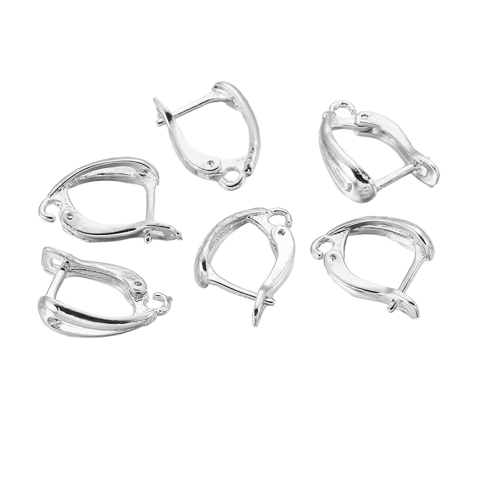 6x Earring French Hooks Jewelry Making Earwire for Pendant Earrings Birthday Silver Round