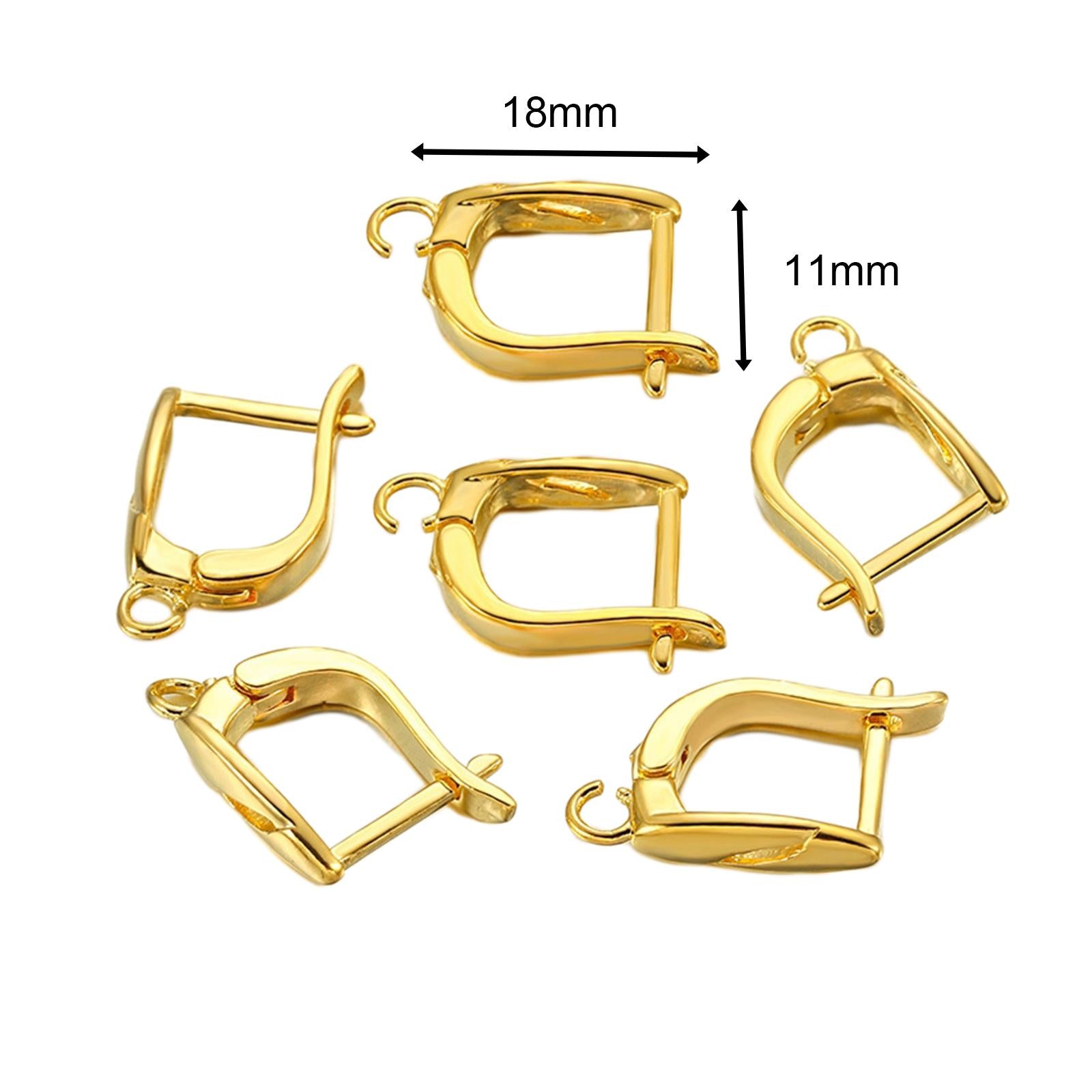 6x Earring French Hooks Jewelry Making Earwire for Pendant Earrings Birthday Gold Square