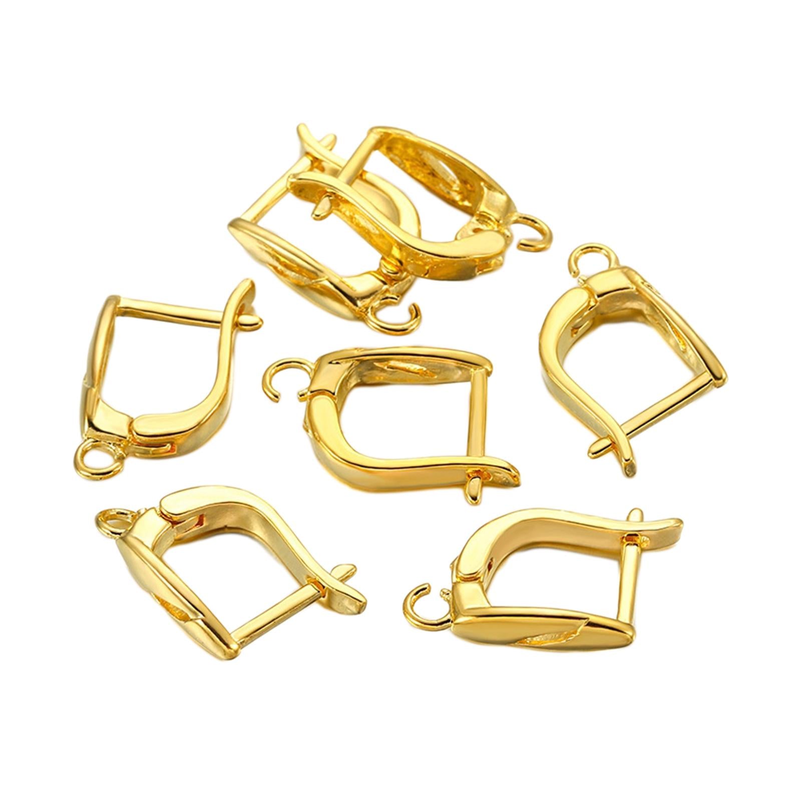 6x Earring French Hooks Jewelry Making Earwire for Pendant Earrings Birthday Gold Square