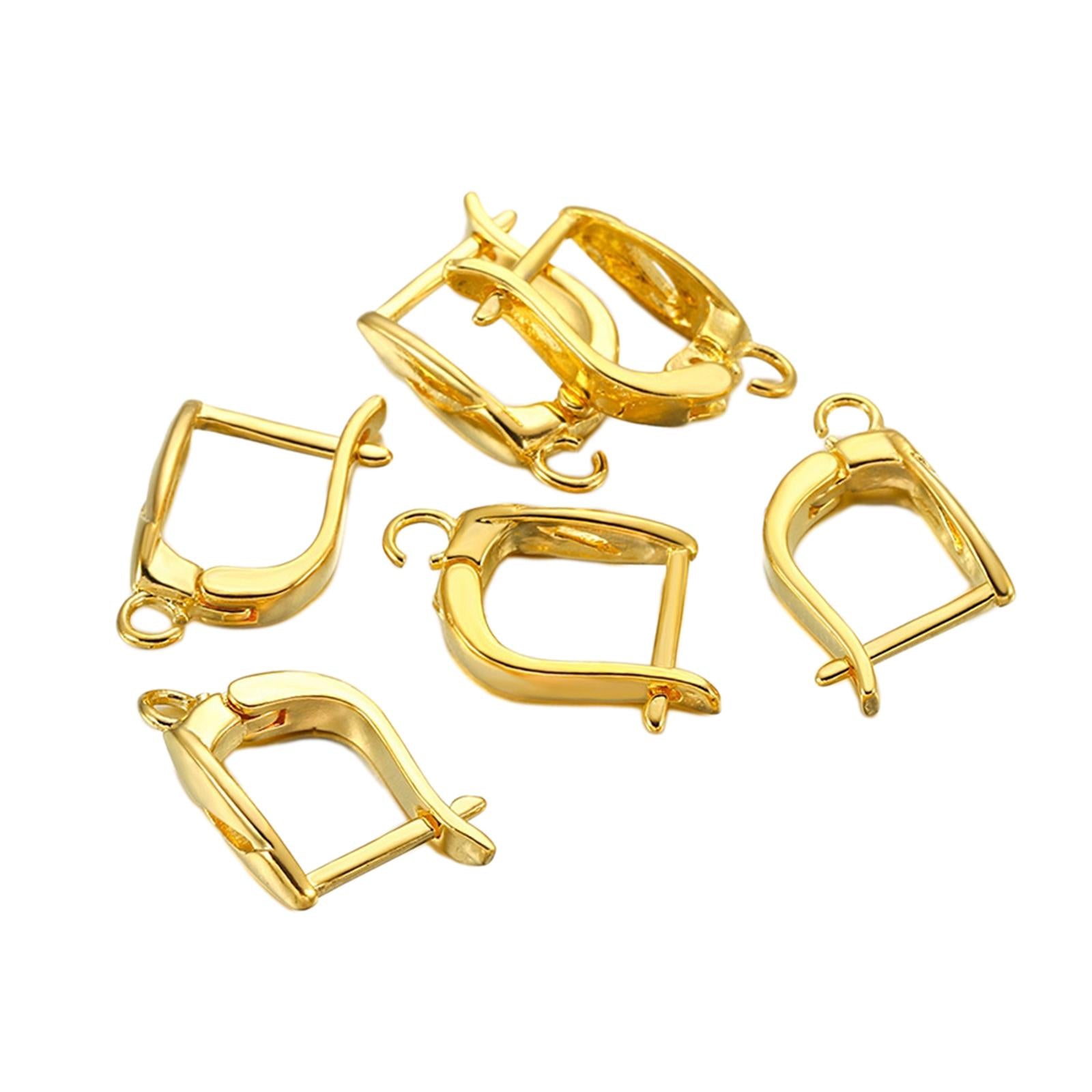 6x Earring French Hooks Jewelry Making Earwire for Pendant Earrings Birthday Gold Square