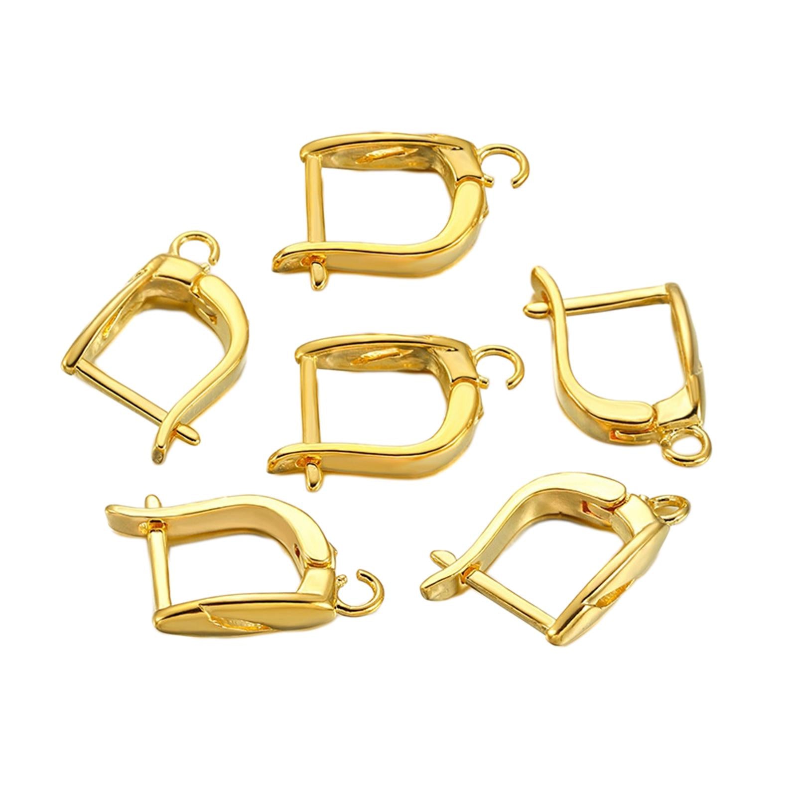 6x Earring French Hooks Jewelry Making Earwire for Pendant Earrings Birthday Gold Square
