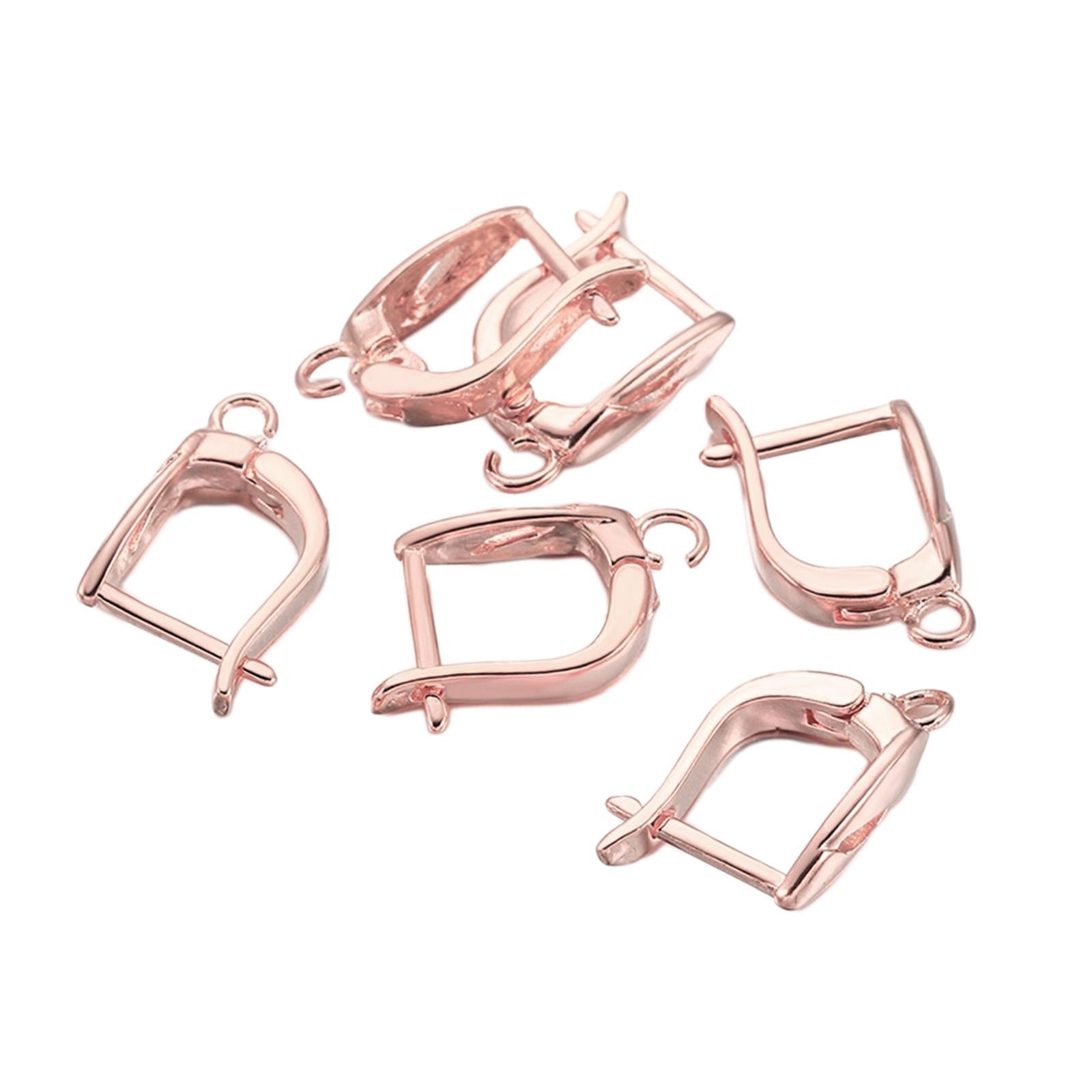 6x Earring French Hooks Jewelry Making Earwire for Pendant Earrings Birthday Rose Gold Square