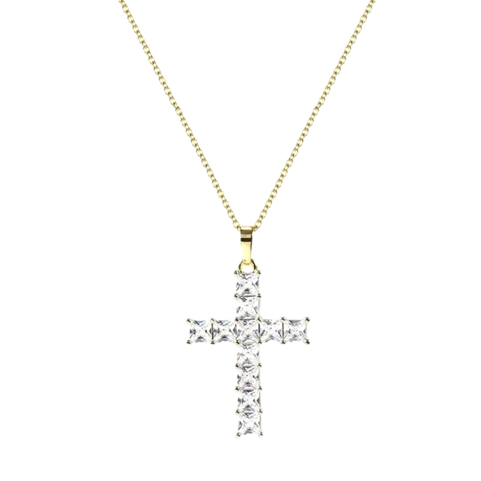Cross Necklace Cross Pendant Chain Necklace for Birthday Gifts Party Holiday Gold White