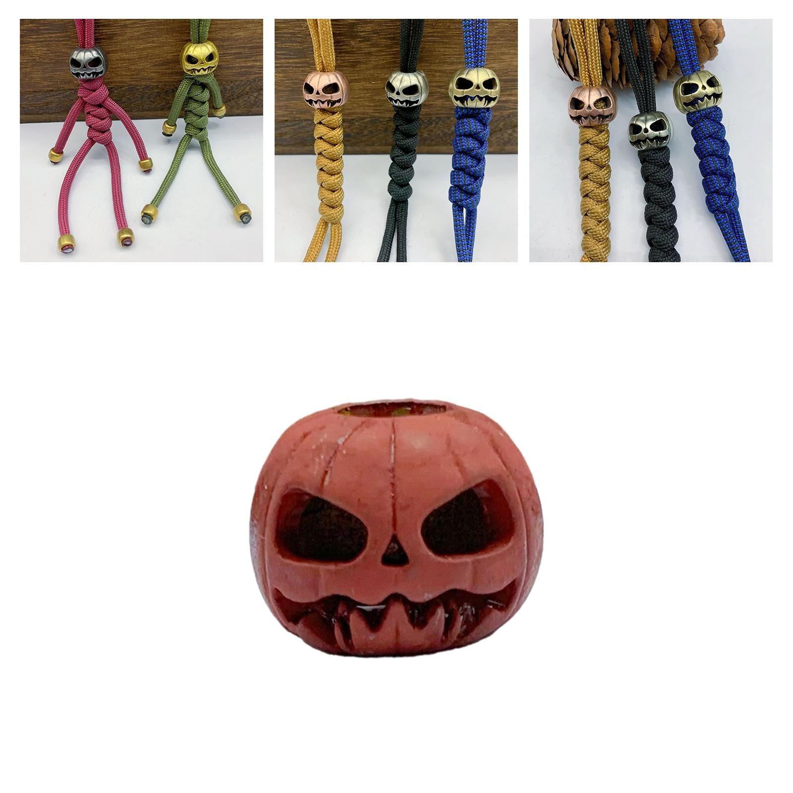 Pumpkin Skull Beads Cord Beads Halloween Charms for Woven Paracord Bracelets B