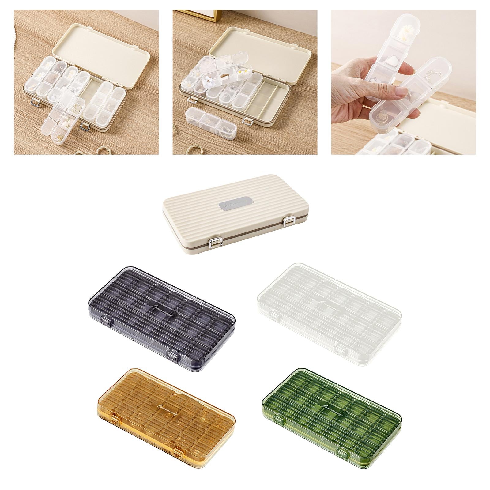 Jewelry Organizer Box Craft Storage Containers for Necklace Beads Tackle Box Beige