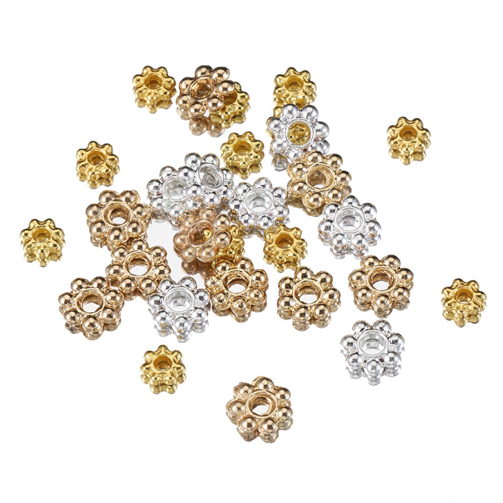 200Pcs Daisy Spacer Beads DIY 4mm for Jewelry Making Findings Rings Headband Gold
