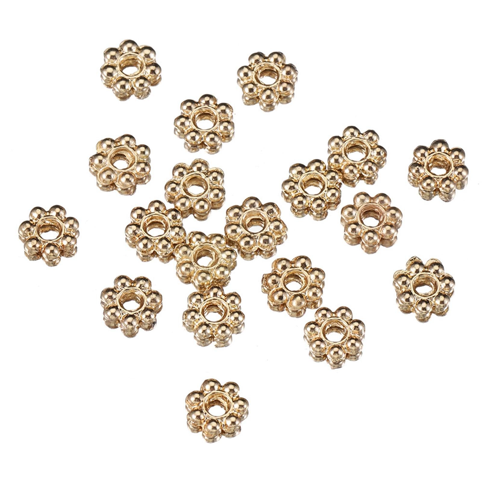 200Pcs Daisy Spacer Beads DIY 4mm for Jewelry Making Findings Rings Headband Gold Kc