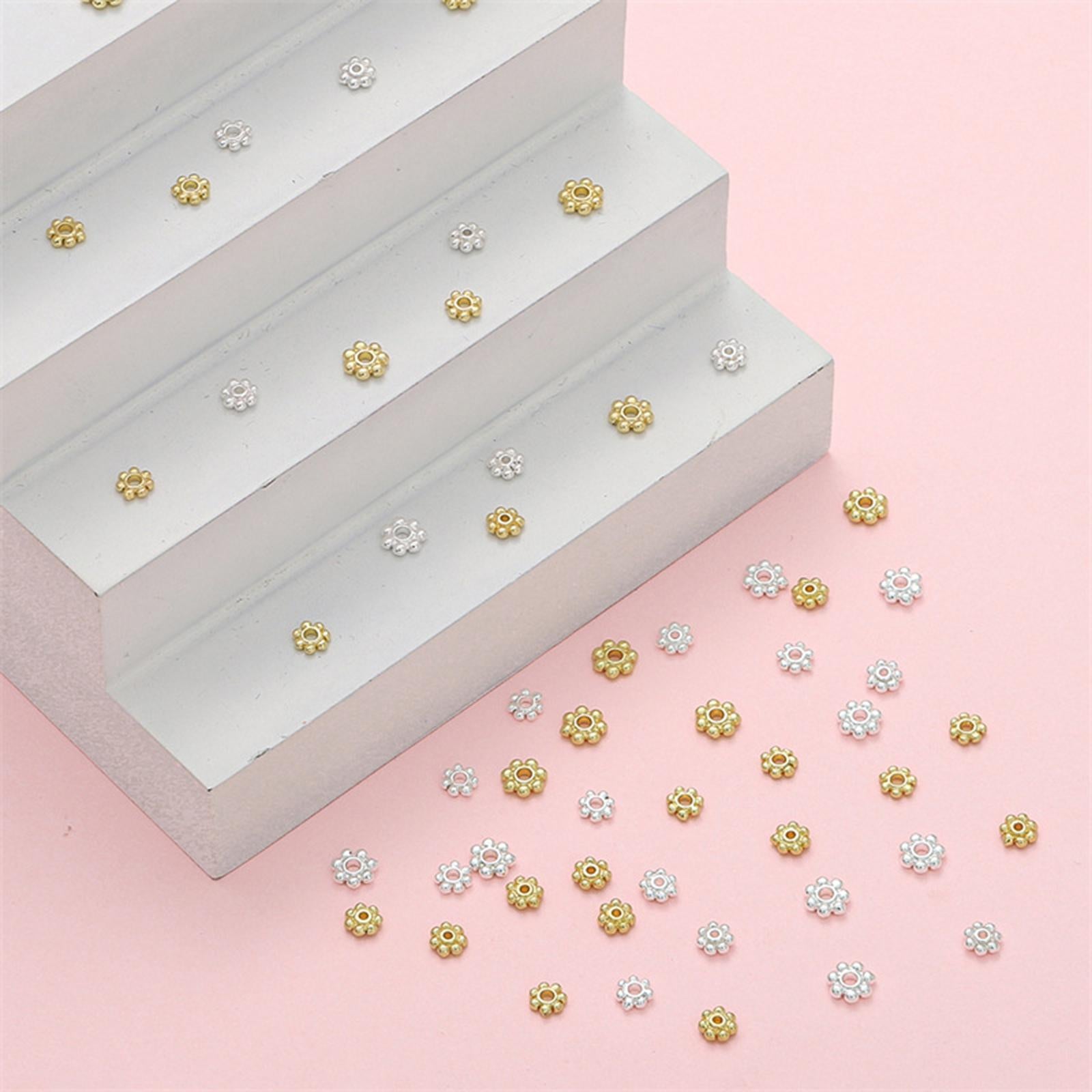 200Pcs Daisy Spacer Beads DIY 4mm for Jewelry Making Findings Rings Headband Gold Kc