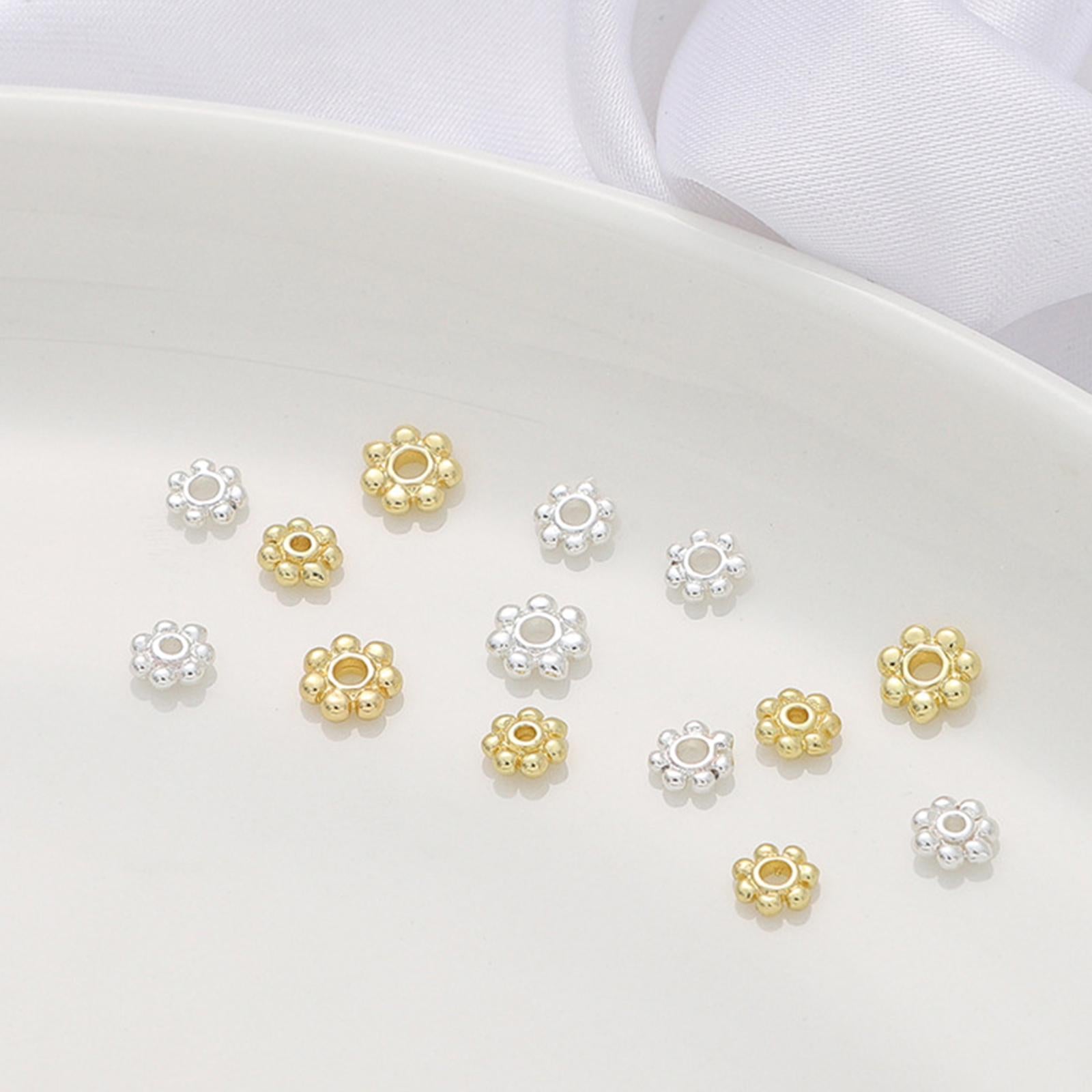 200Pcs Daisy Spacer Beads DIY 4mm for Jewelry Making Findings Rings Headband Gold Kc