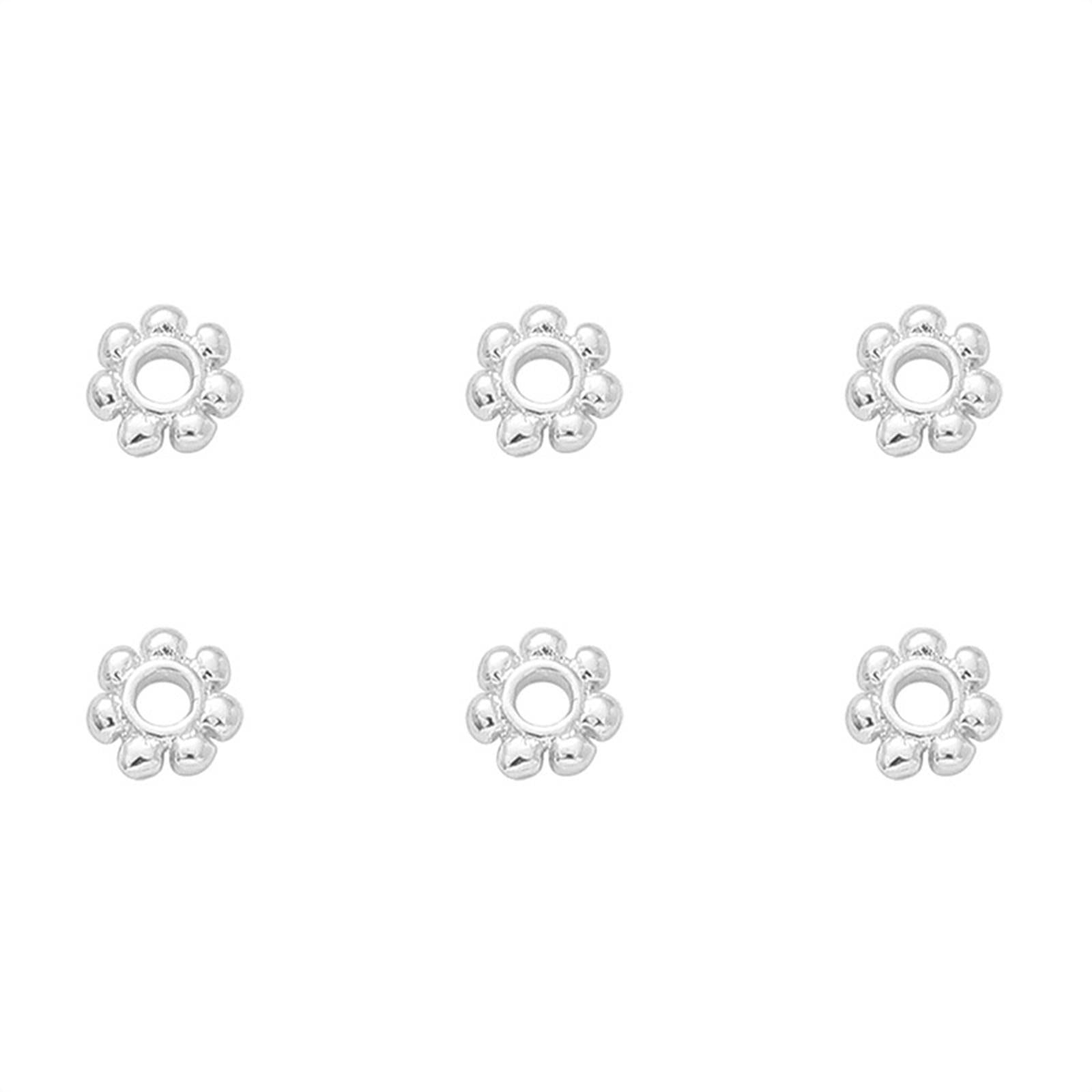 200Pcs Daisy Spacer Beads DIY 4mm for Jewelry Making Findings Rings Headband Silver