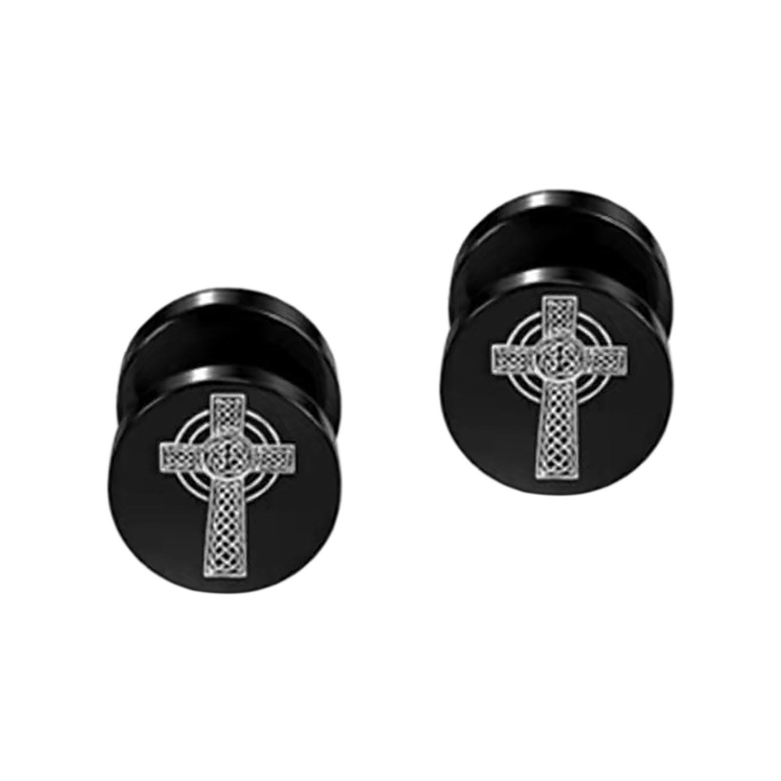 Stylish Stud Earrings for Men Women Metal Round Ear Studs Piercing Jewelry Style C