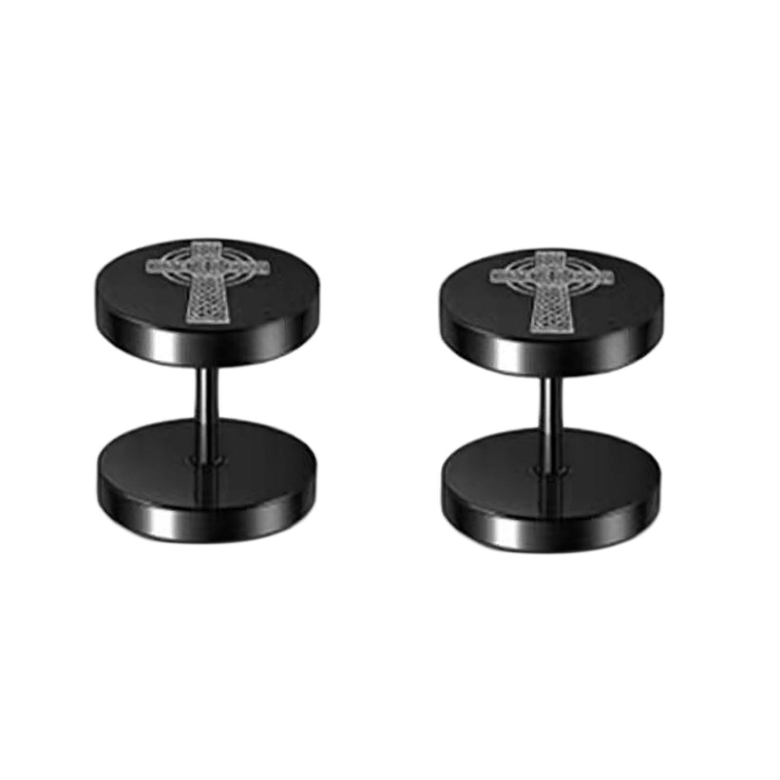 Stylish Stud Earrings for Men Women Metal Round Ear Studs Piercing Jewelry Style C