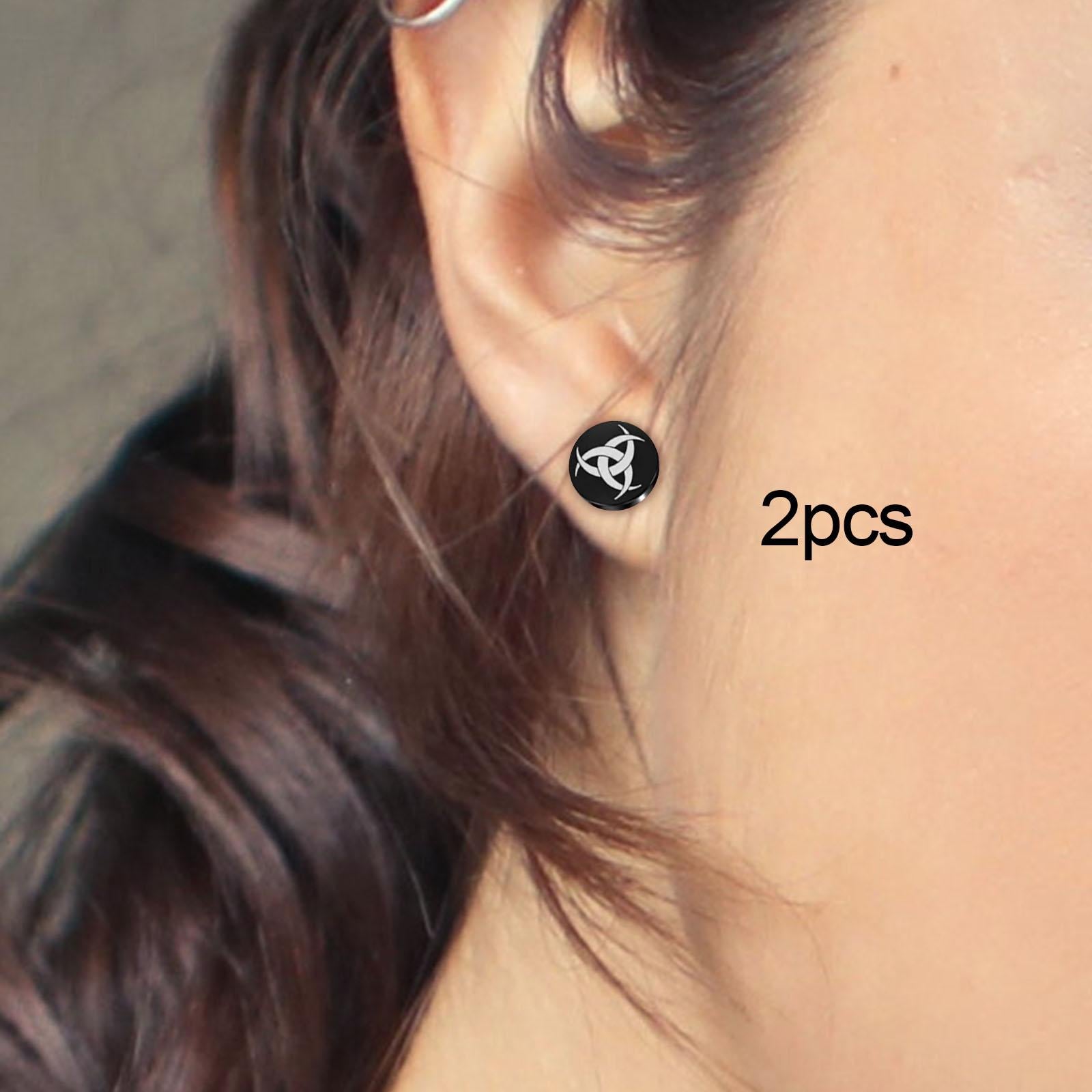 Stylish Stud Earrings for Men Women Metal Round Ear Studs Piercing Jewelry Style D