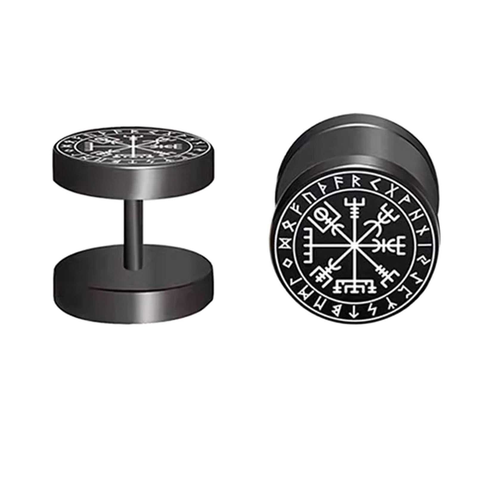 Stylish Stud Earrings for Men Women Metal Round Ear Studs Piercing Jewelry Style H