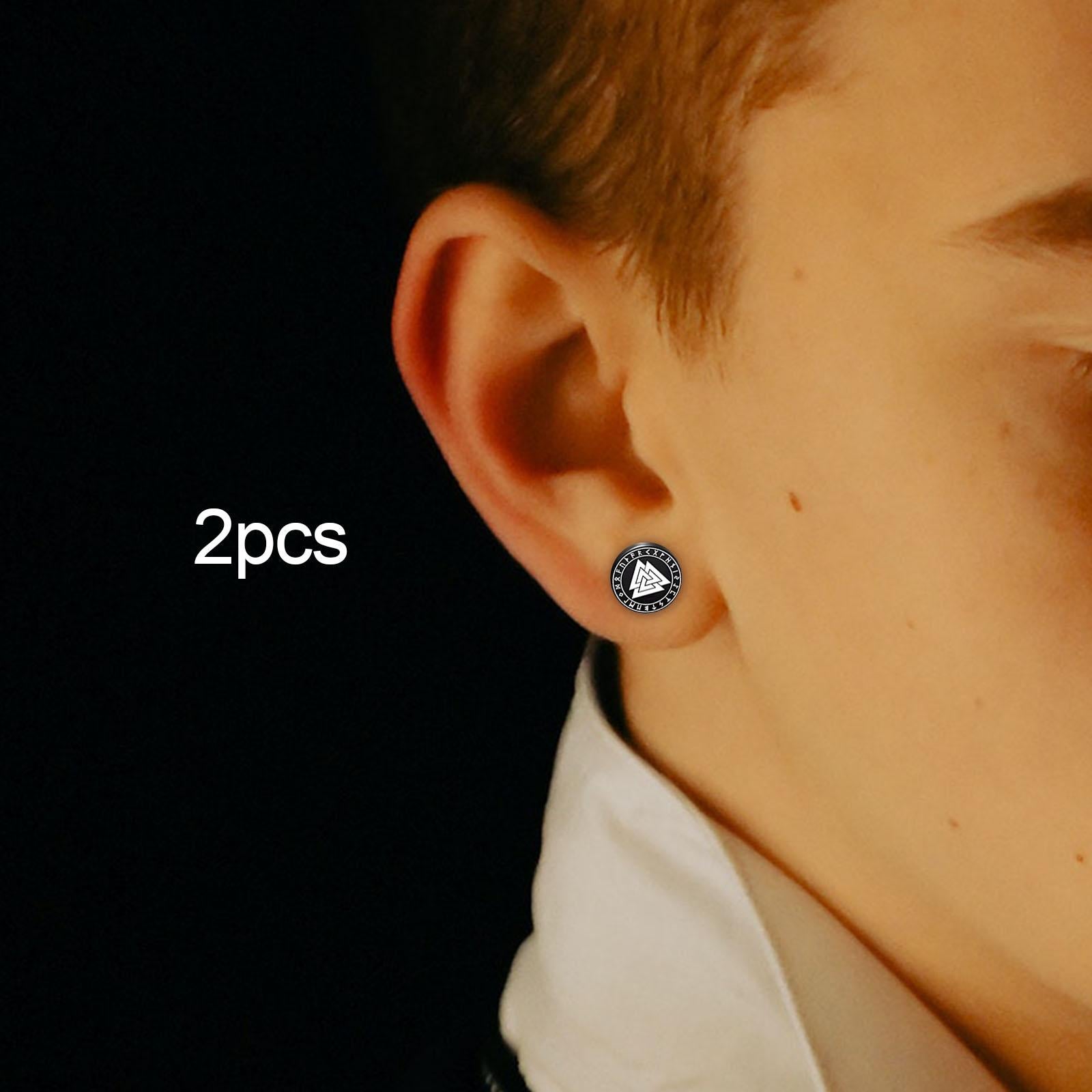 Stylish Stud Earrings for Men Women Metal Round Ear Studs Piercing Jewelry Style I