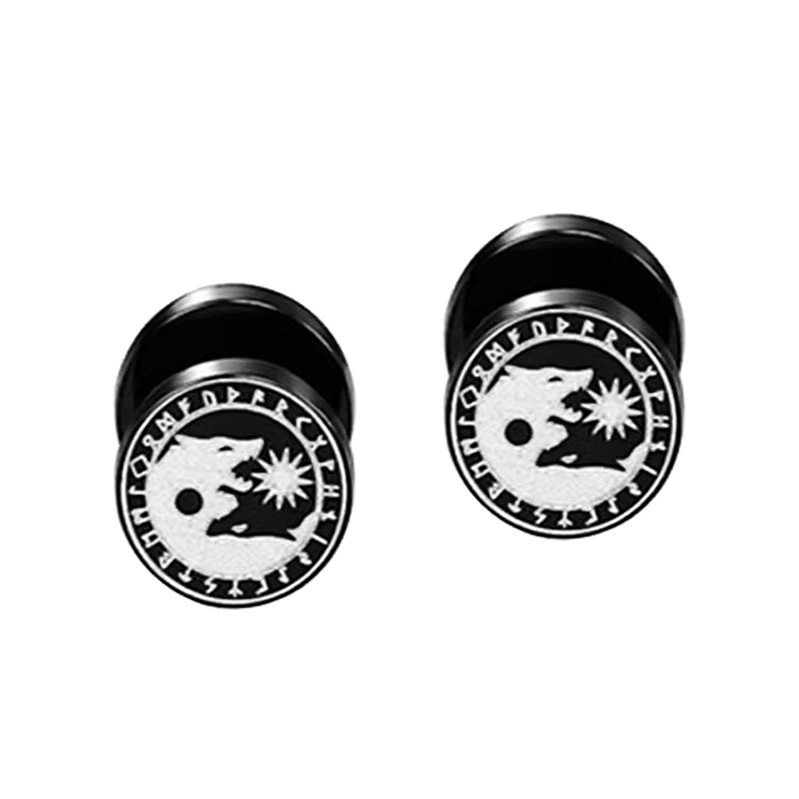 Stylish Stud Earrings for Men Women Metal Round Ear Studs Piercing Jewelry Style M