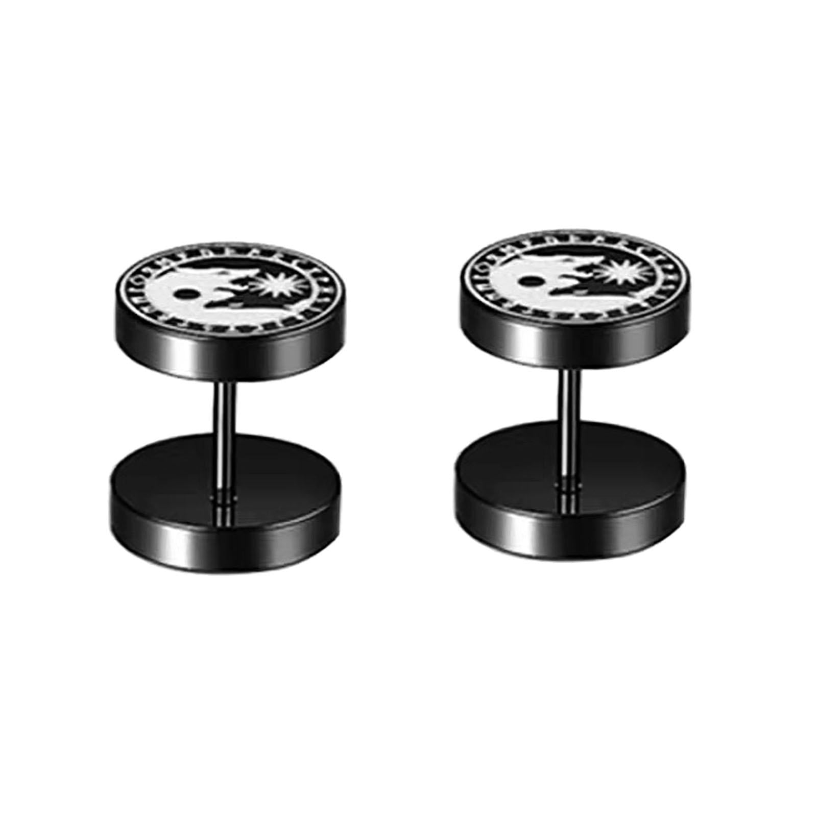 Stylish Stud Earrings for Men Women Metal Round Ear Studs Piercing Jewelry Style M