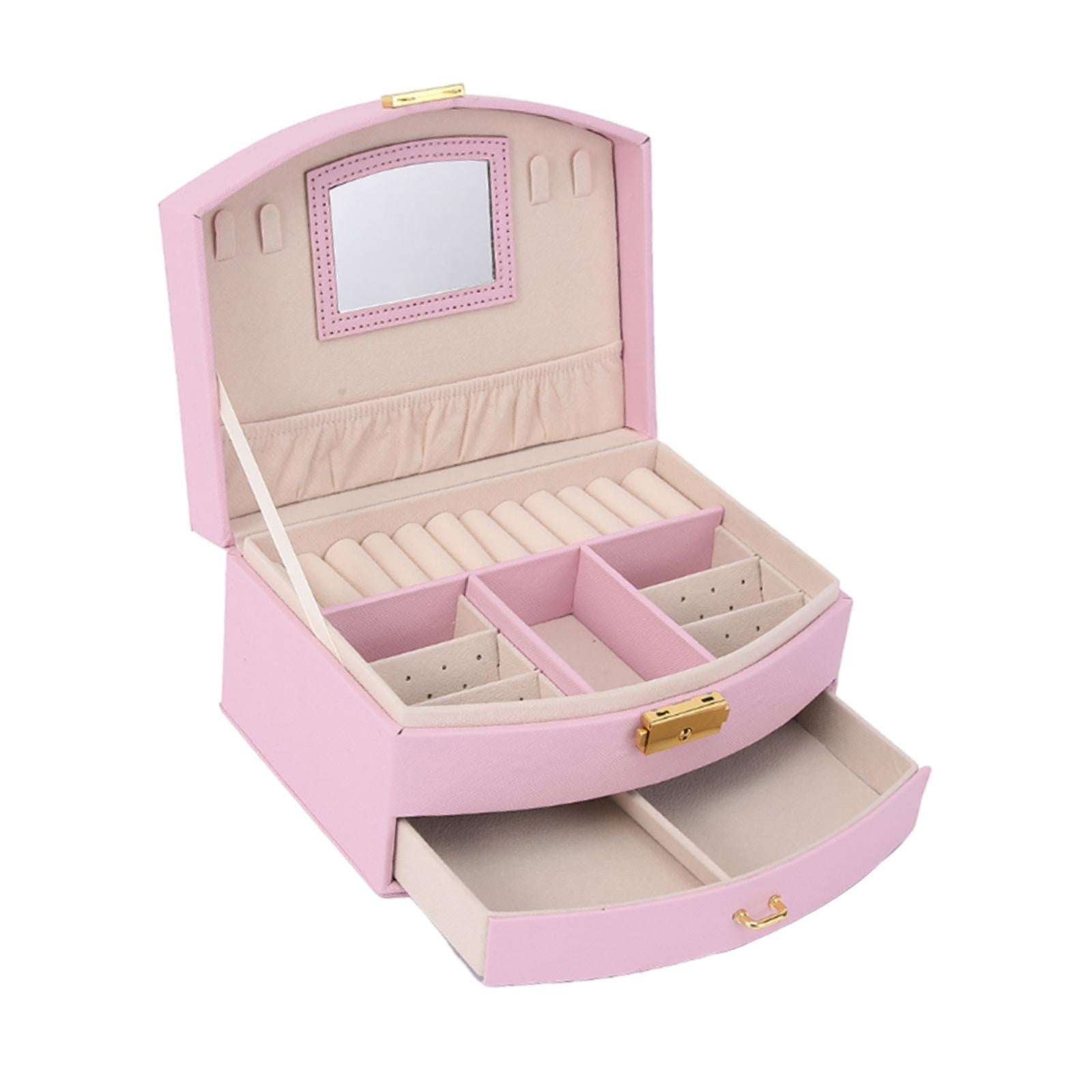 Portable Jewelry Box 2 Layers Jewelry Organizer for Bracelets Necklace Rings