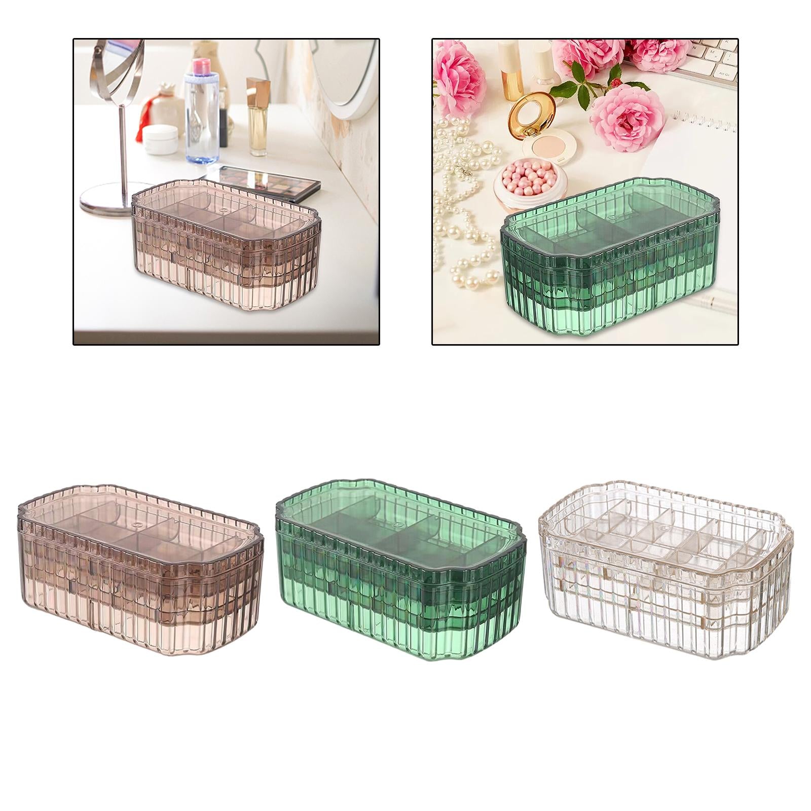 Jewelry Storage Box Earring Tray 3 Layer Jewelry Organizer Stylish for Women Brown