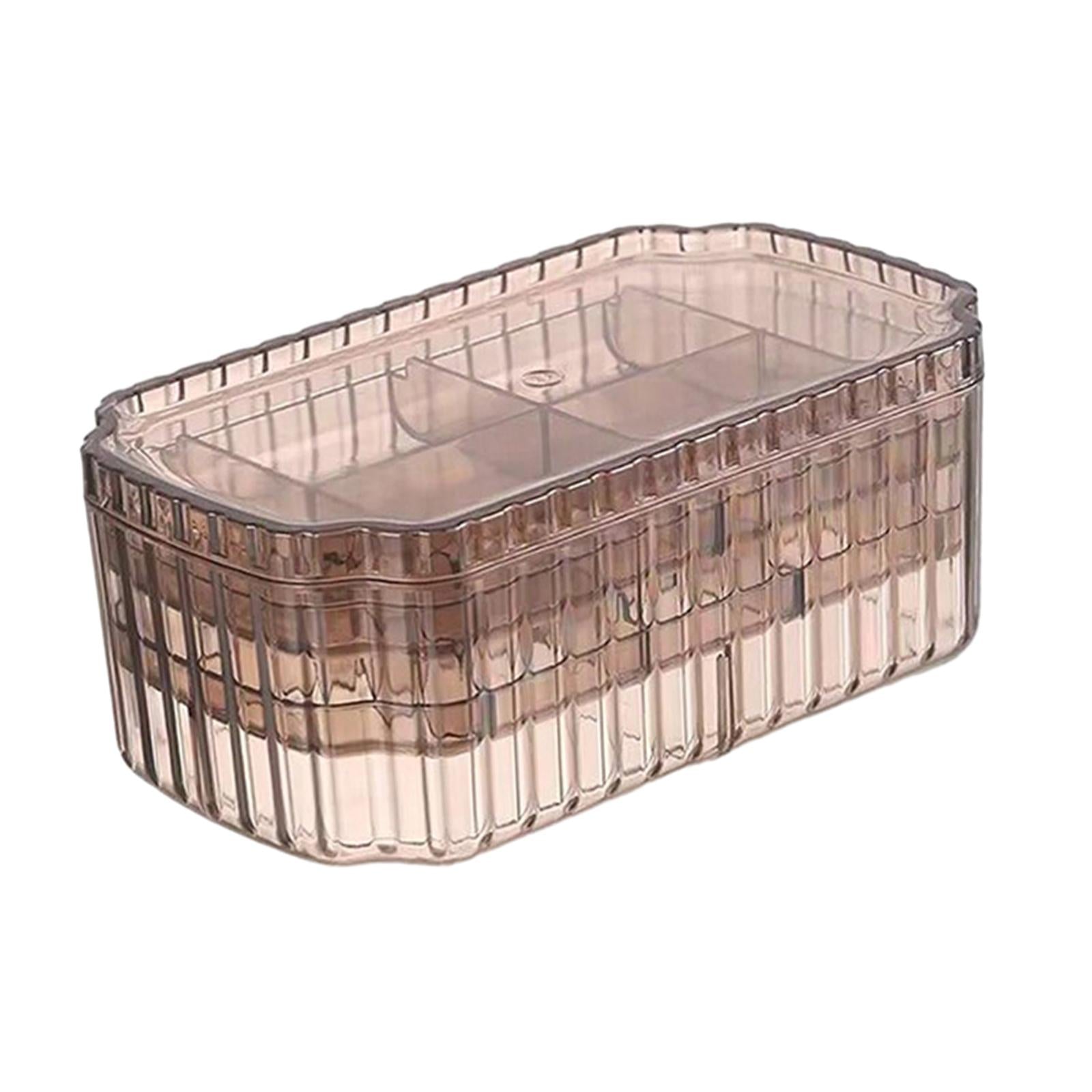 Jewelry Storage Box Earring Tray 3 Layer Jewelry Organizer Stylish for Women Brown