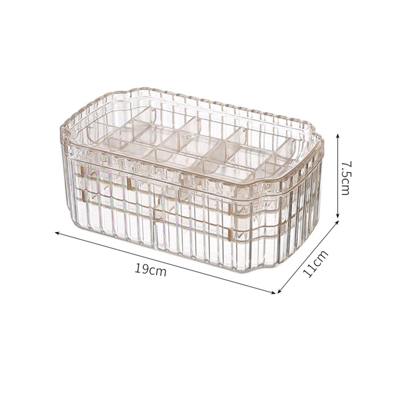 Jewelry Storage Box Earring Tray 3 Layer Jewelry Organizer Stylish for Women Clear Golden