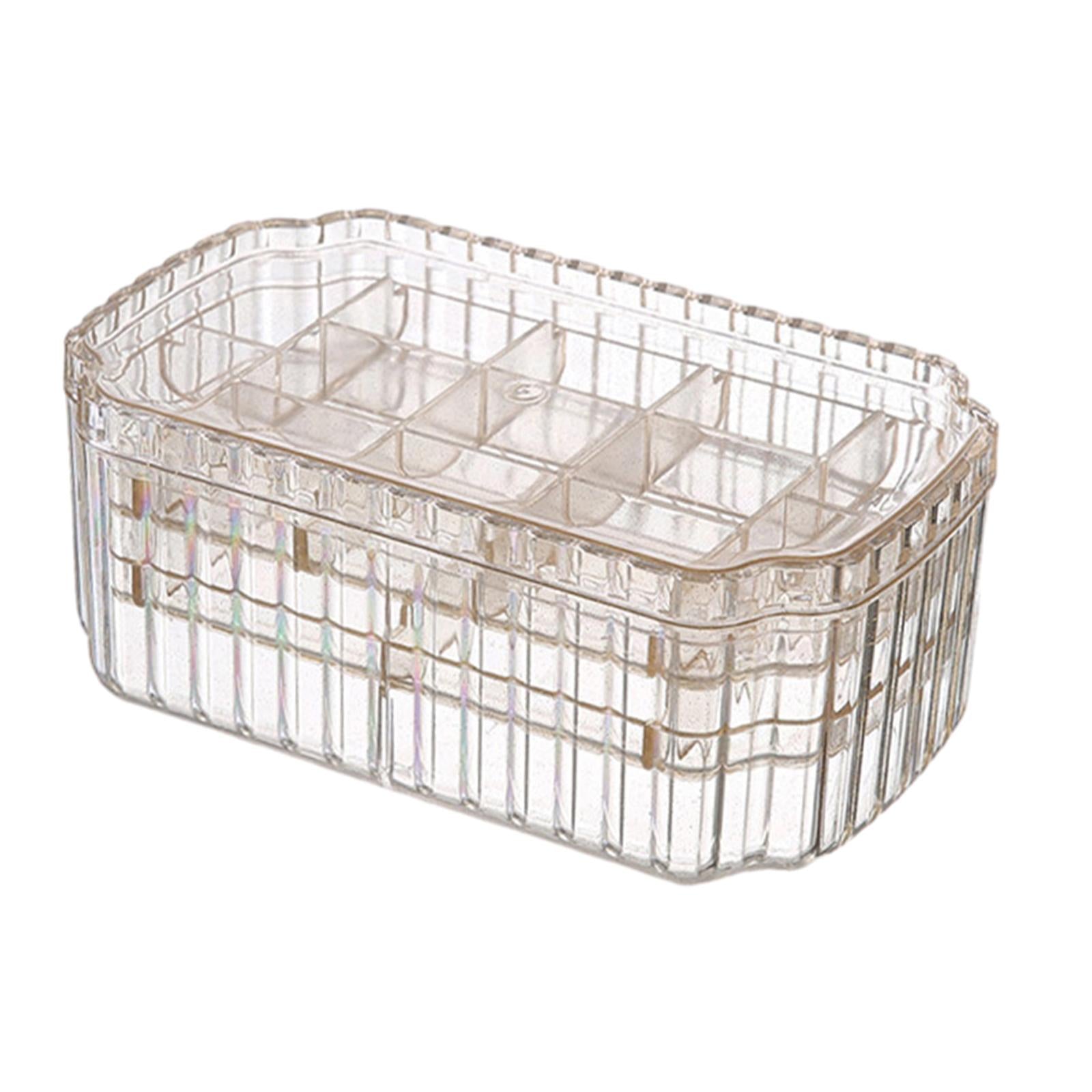 Jewelry Storage Box Earring Tray 3 Layer Jewelry Organizer Stylish for Women Clear Golden