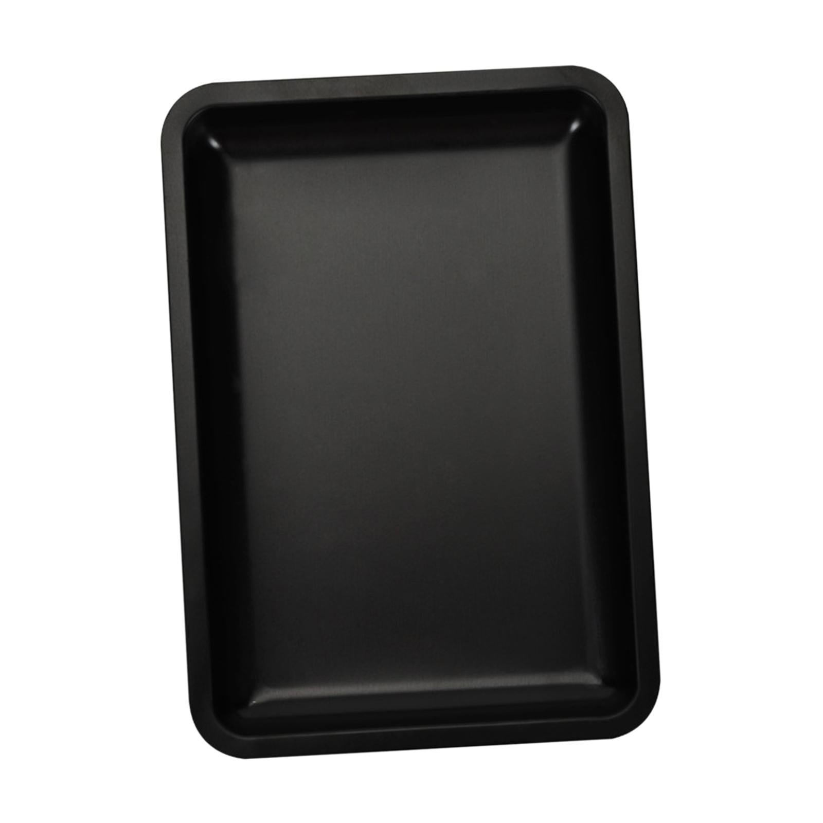 4xVanity Tray Stainless Steel Tray Nail Art Tools Tray for Wedding Table Party Black