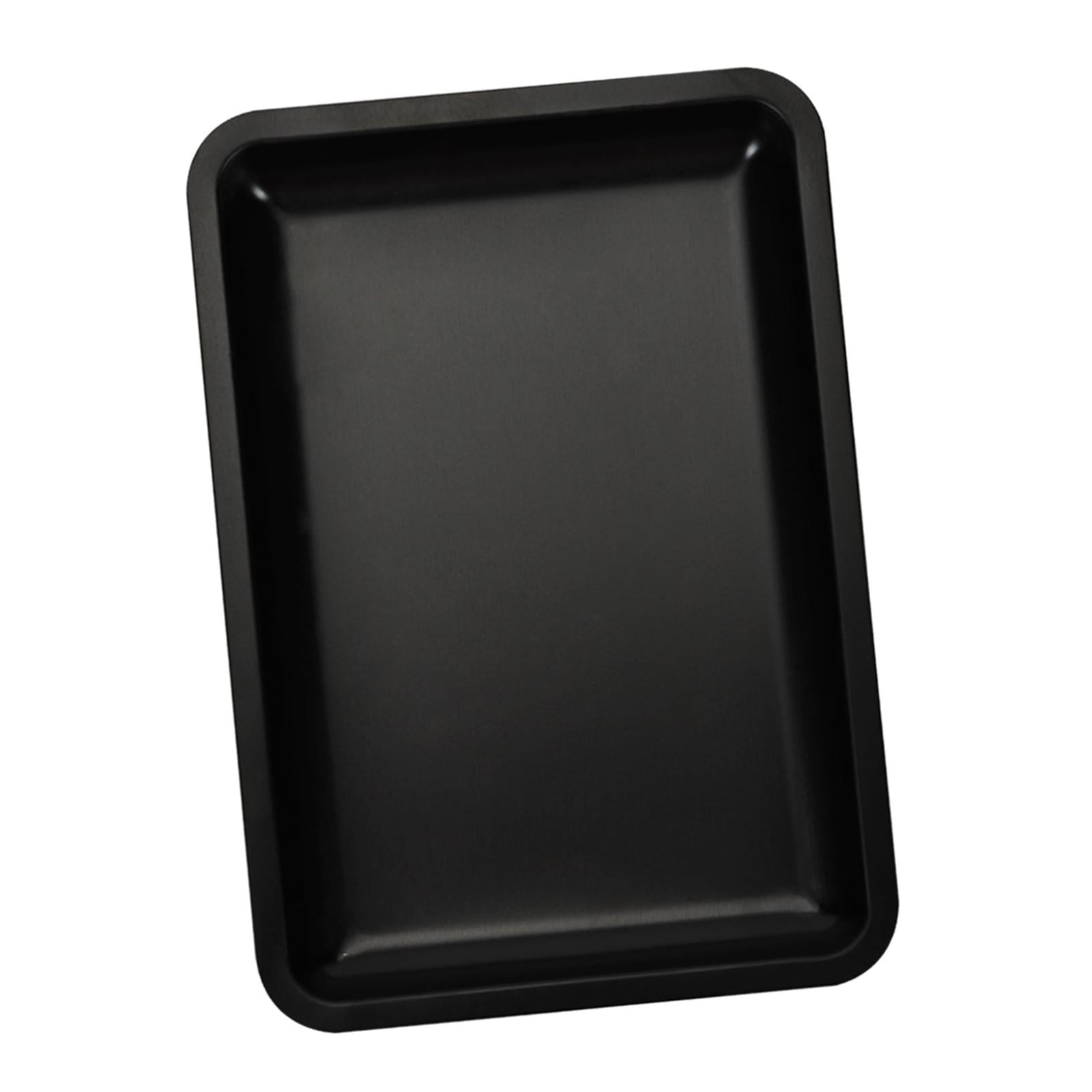 2xVanity Tray Stainless Steel Tray Nail Art Tools Tray for Wedding Table Party Black