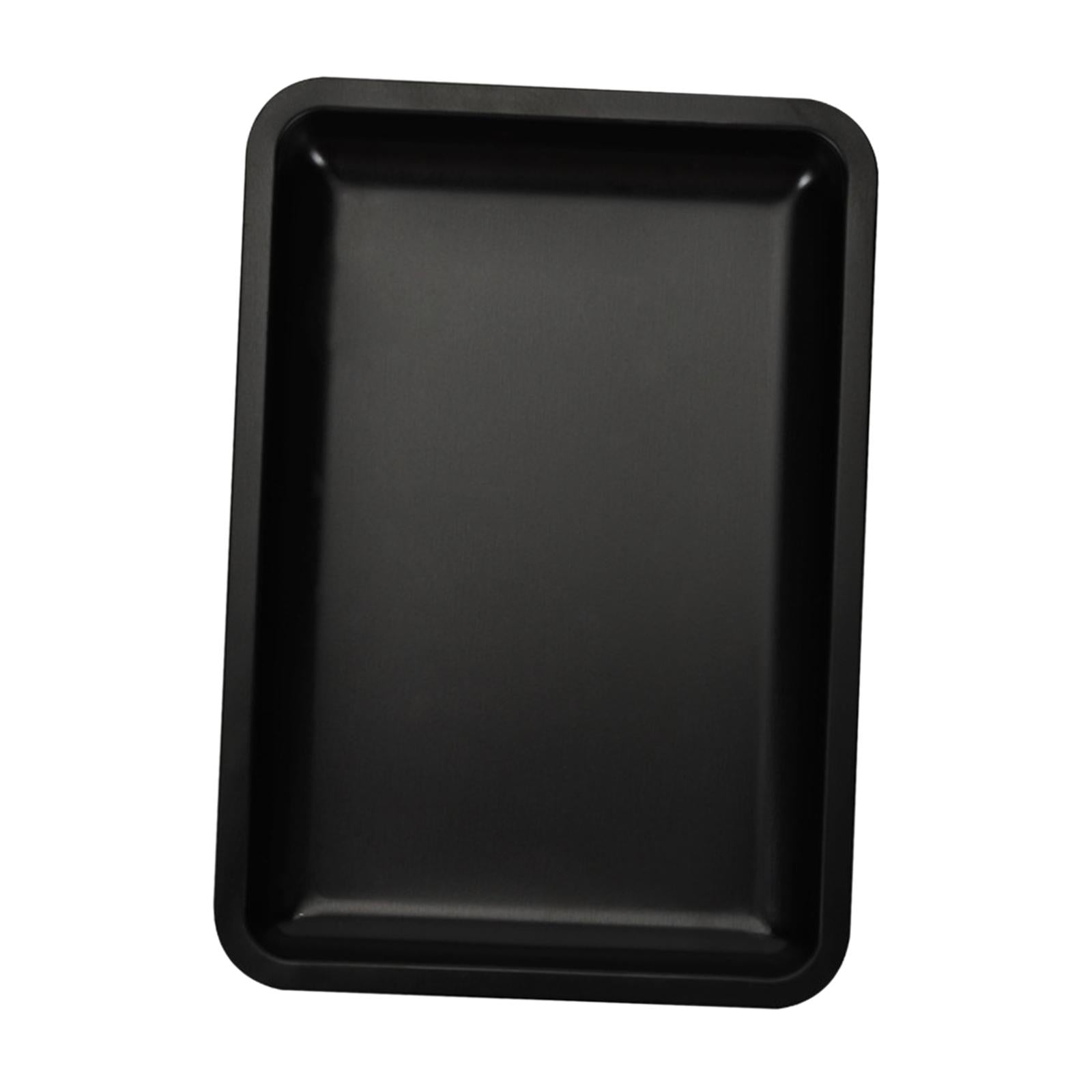 4xVanity Tray Stainless Steel Tray Nail Art Tools Tray for Wedding Table Party Black