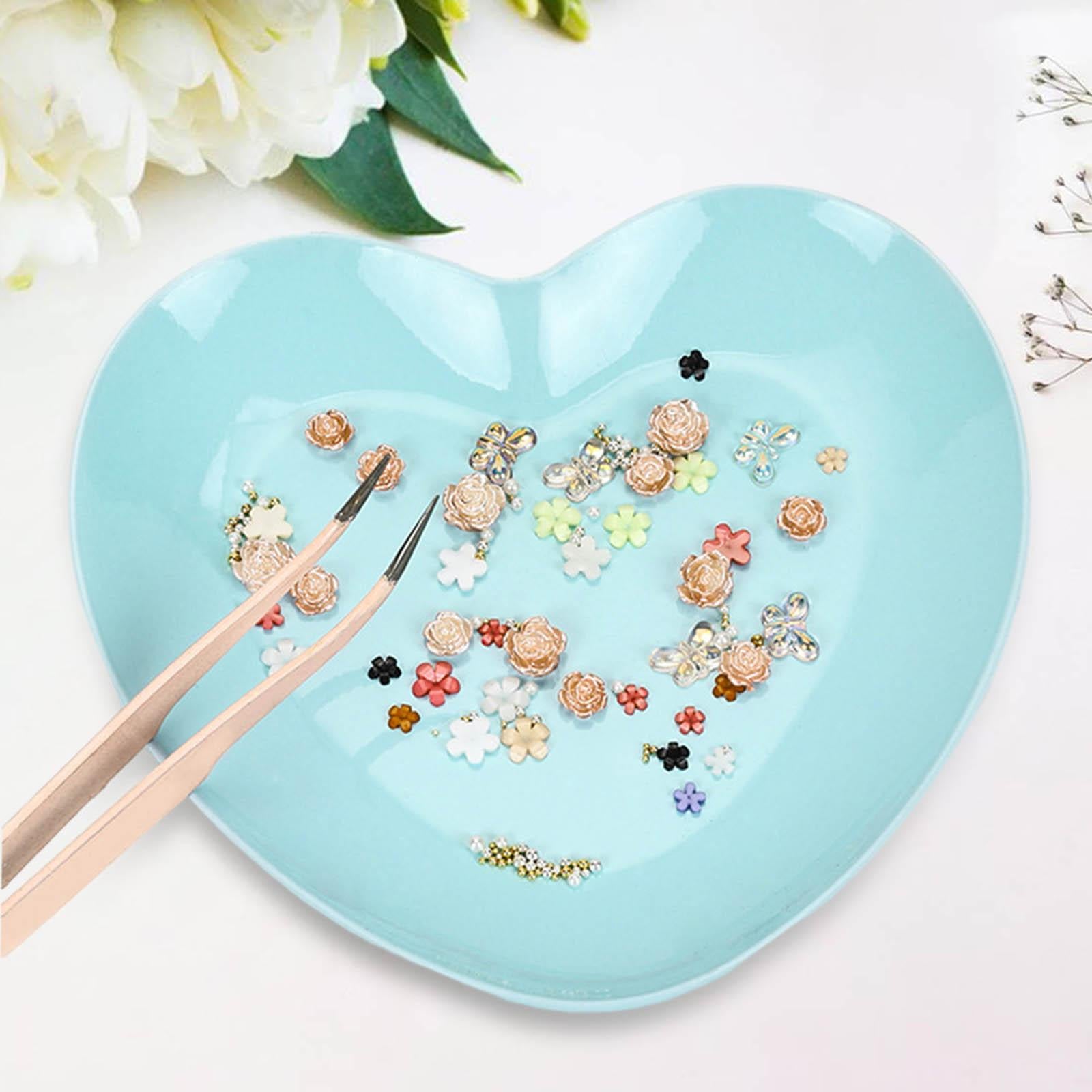 Jewelry Storage Tray Rings Earrings Organizer Metal Bedroom Heart Shape Tray Blue