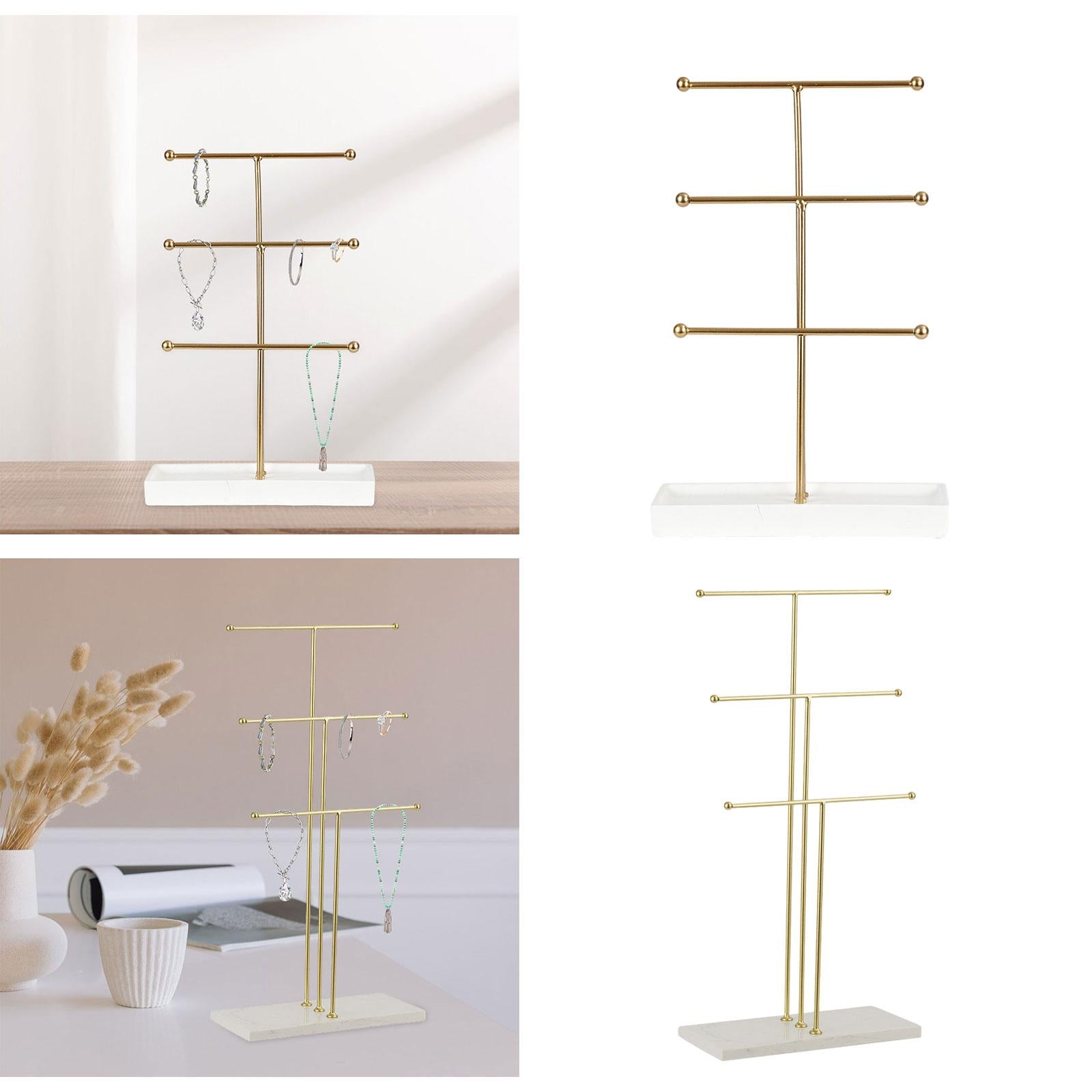 Jewelry Stand 3 Tiered Bars Women Show Rack Jewelry Storage Rack for Watches Density Board Base