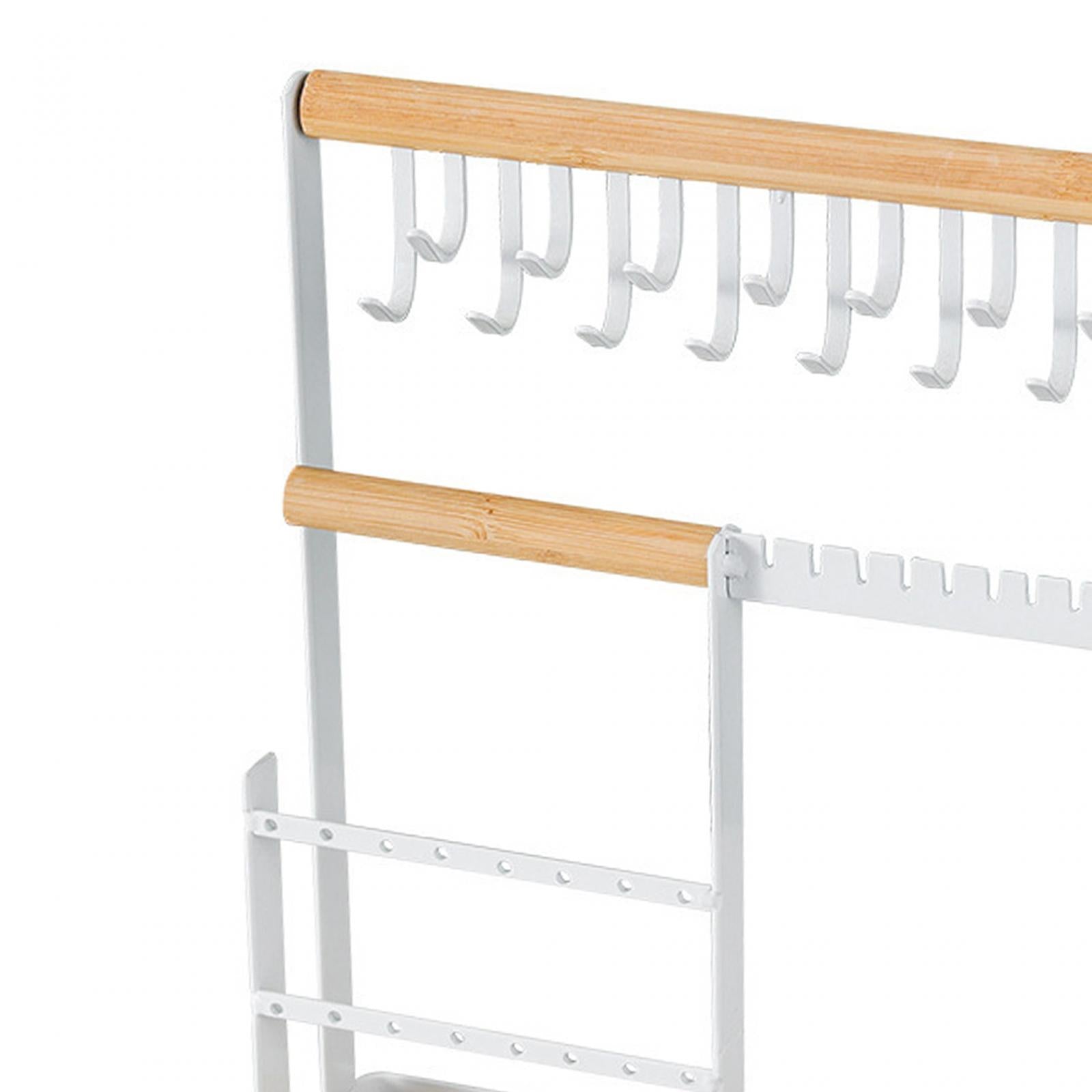 Necklace Jewelry Rack Holder with Wooden Tray and Hook Wood Jewellery Holder