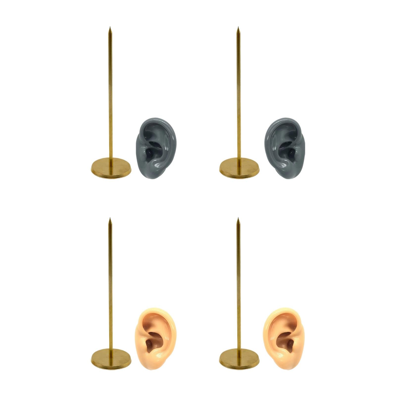 Earring Display Stand Ear Shaped Stud Holder Round Base Party Tabletop Decor Grey Left