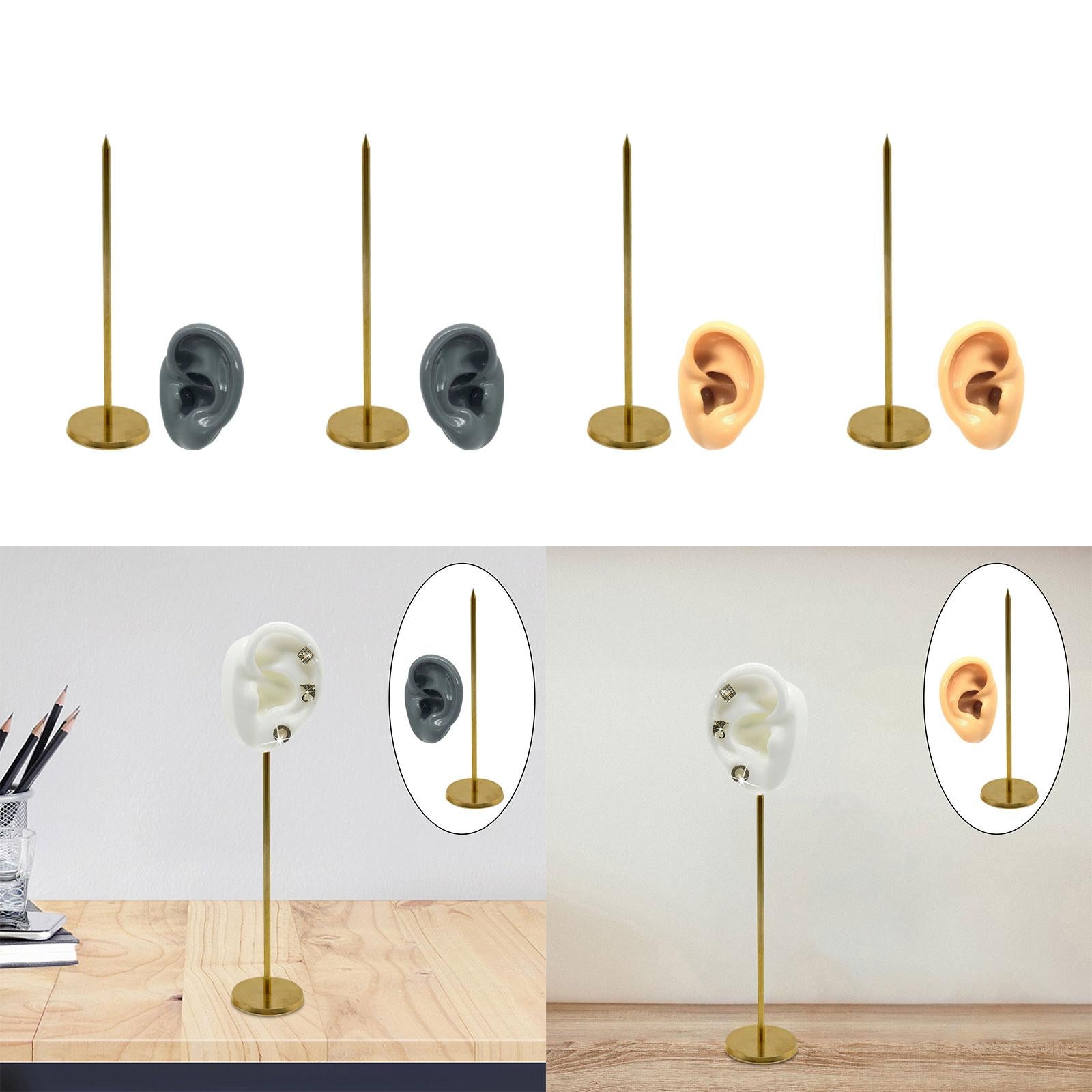 Earring Display Stand Ear Shaped Stud Holder Round Base Party Tabletop Decor Grey Left