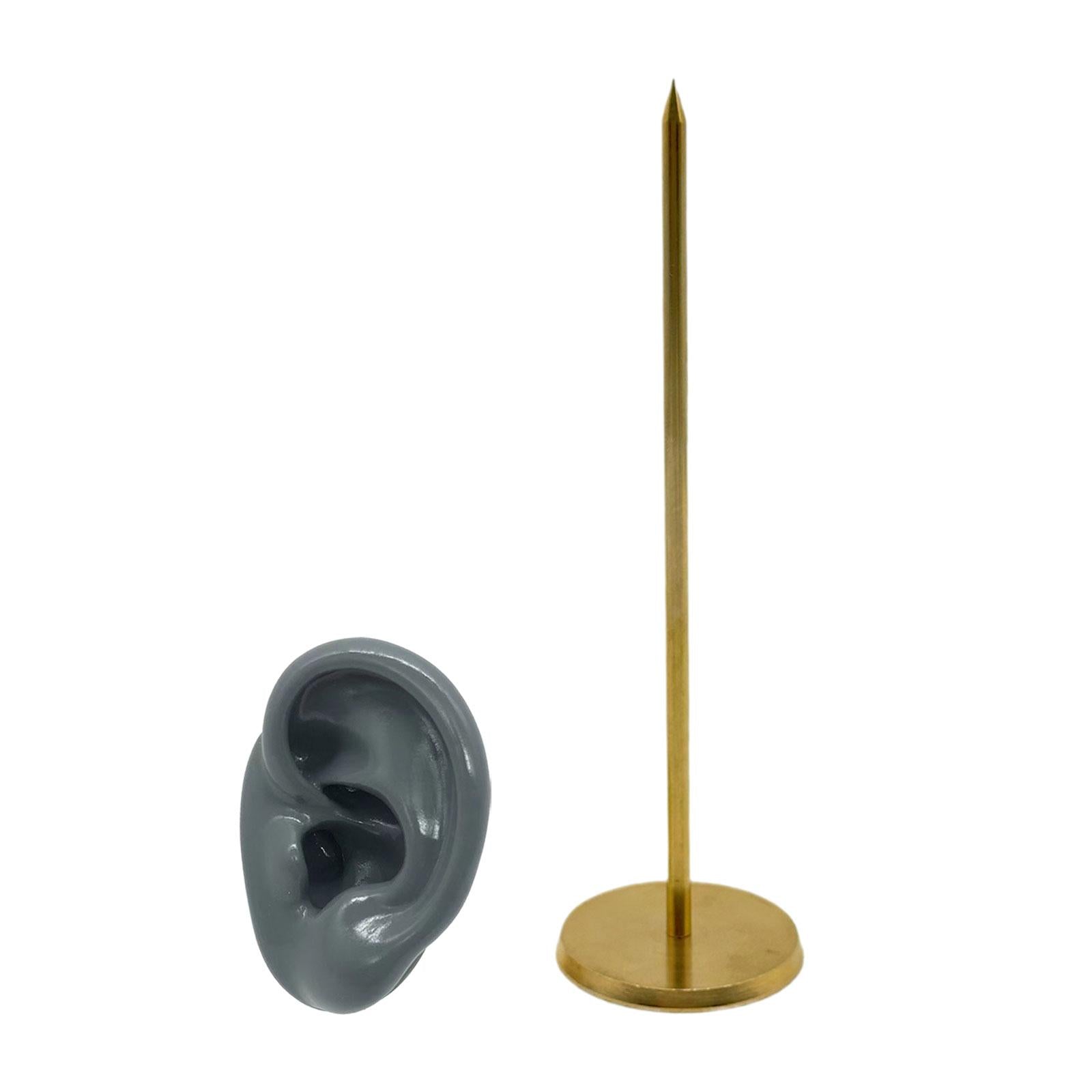 Earring Display Stand Ear Shaped Stud Holder Round Base Party Tabletop Decor Grey Left