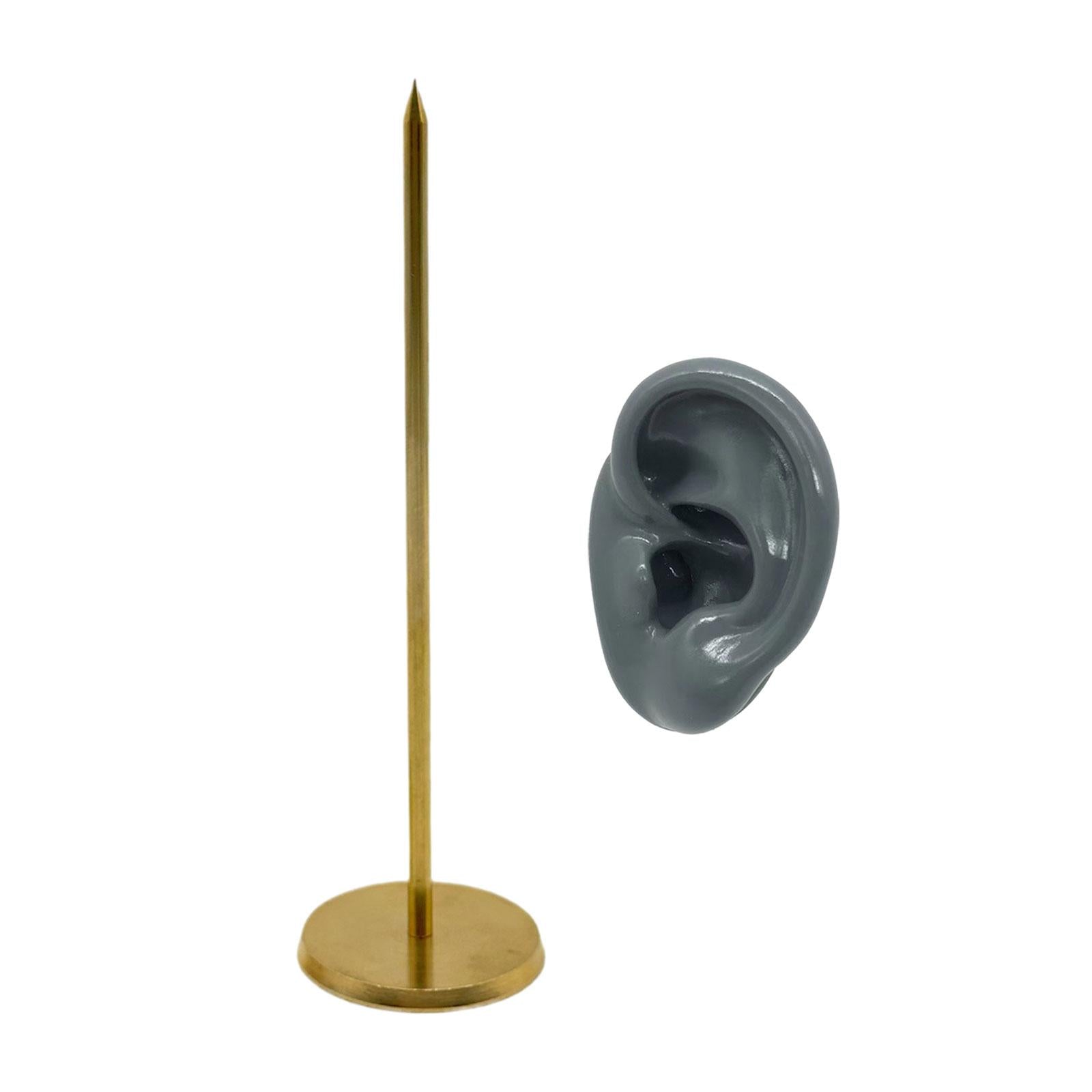 Earring Display Stand Ear Shaped Stud Holder Round Base Party Tabletop Decor Grey Left