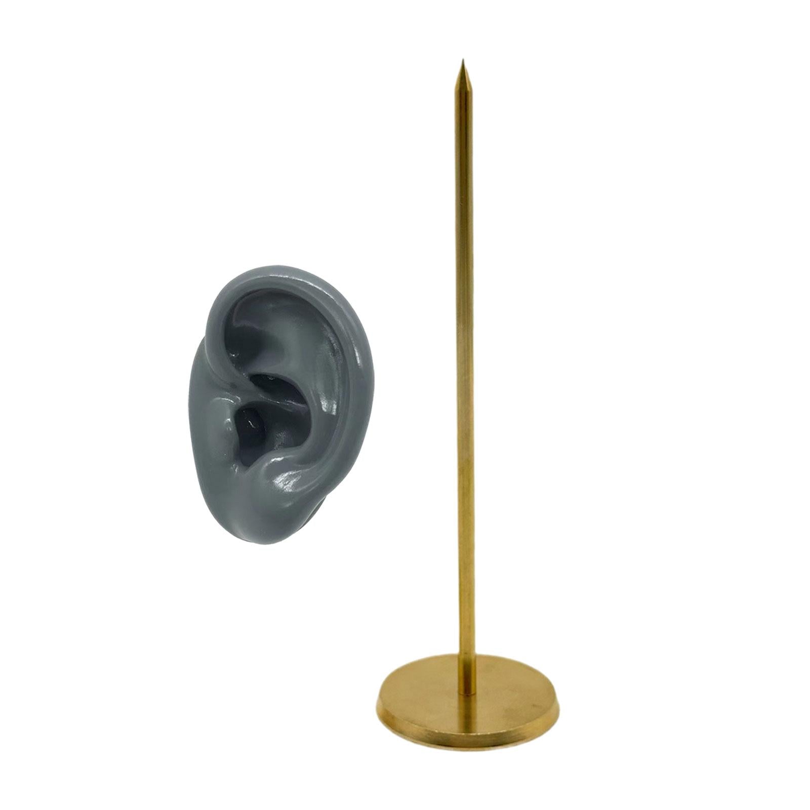 Earring Display Stand Ear Shaped Stud Holder Round Base Party Tabletop Decor Grey Left