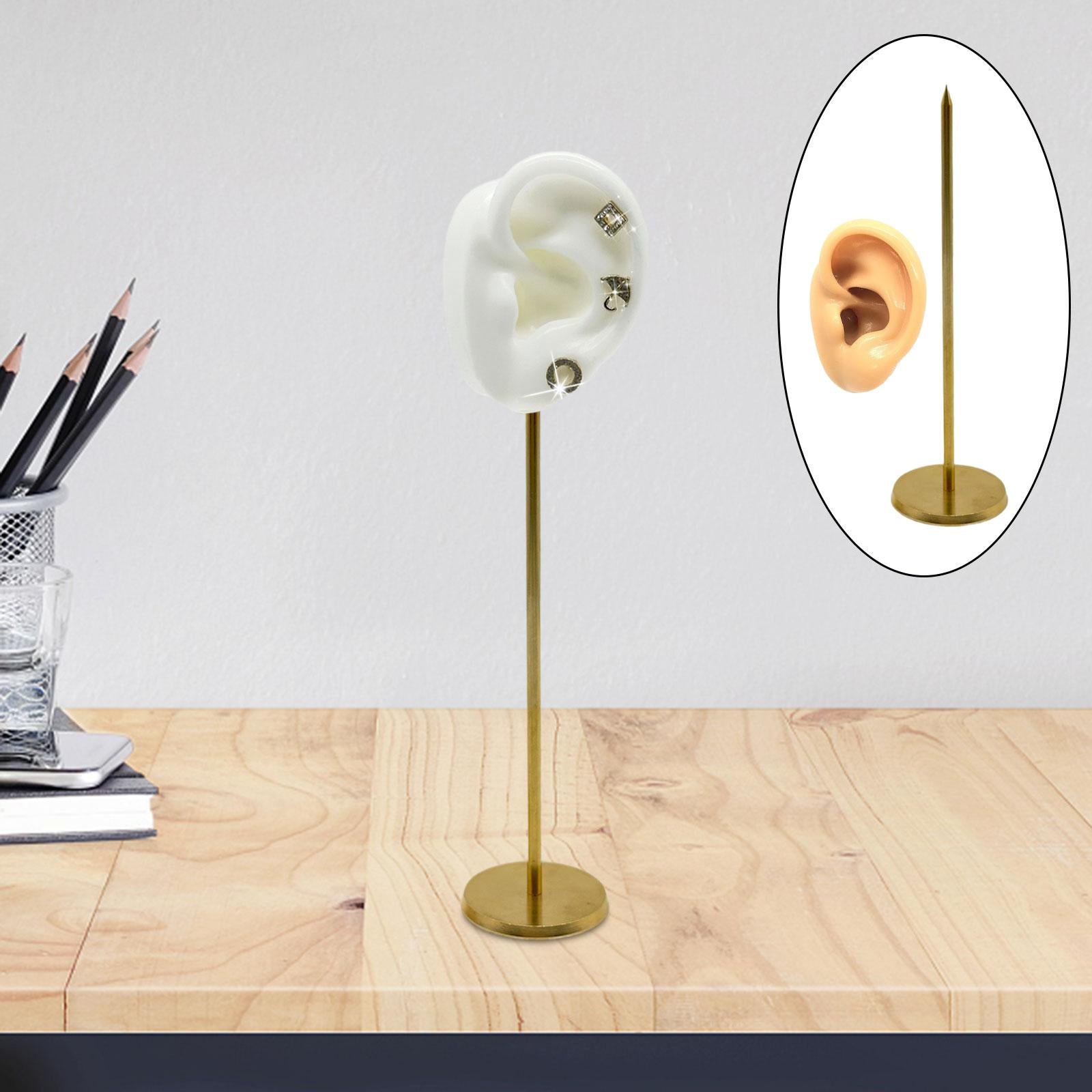Earring Display Stand Ear Shaped Stud Holder Round Base Party Tabletop Decor Skin Color Left