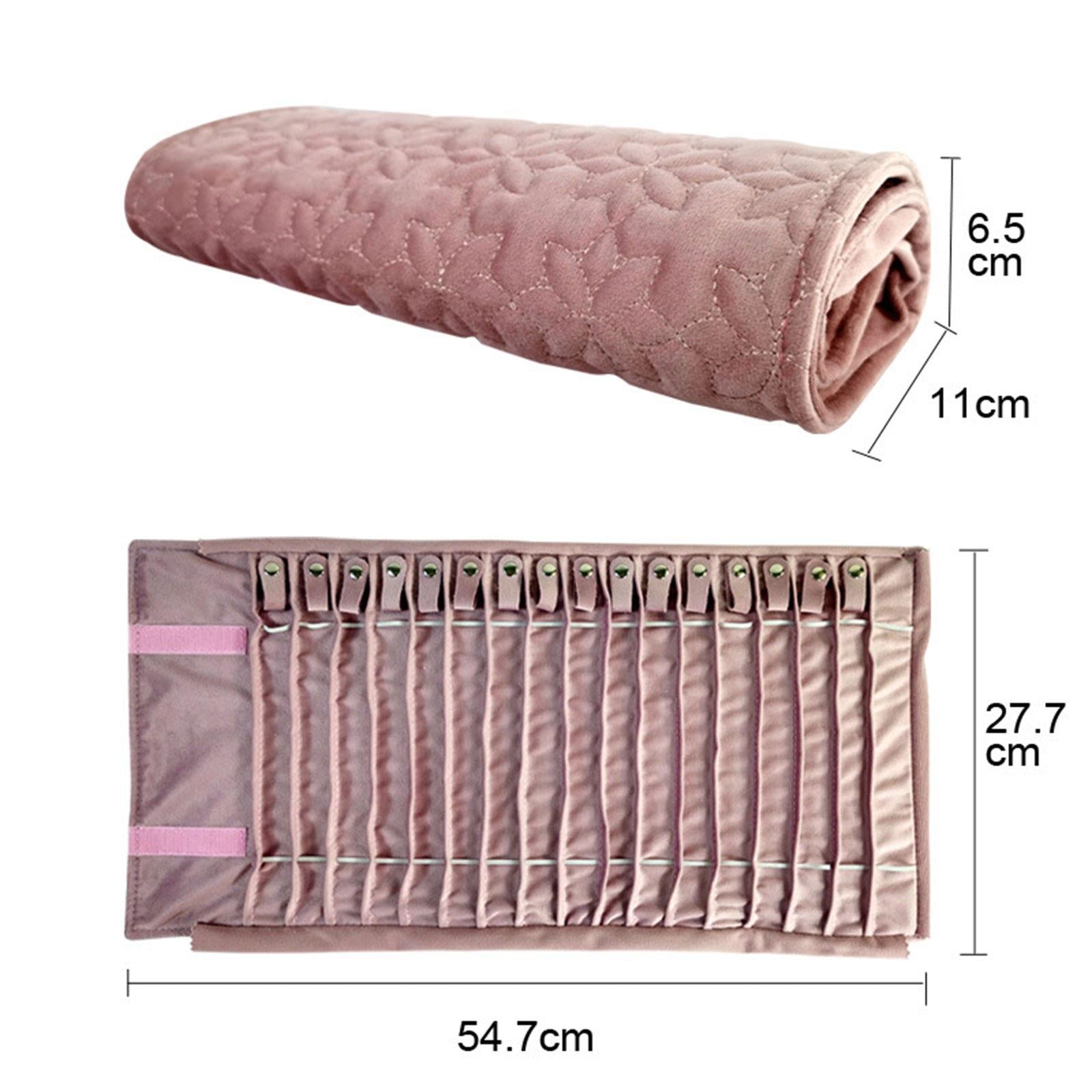 Jewelry Roll Bag Velvet Secure Necklace Travel Storage Bag Roll up Organizer