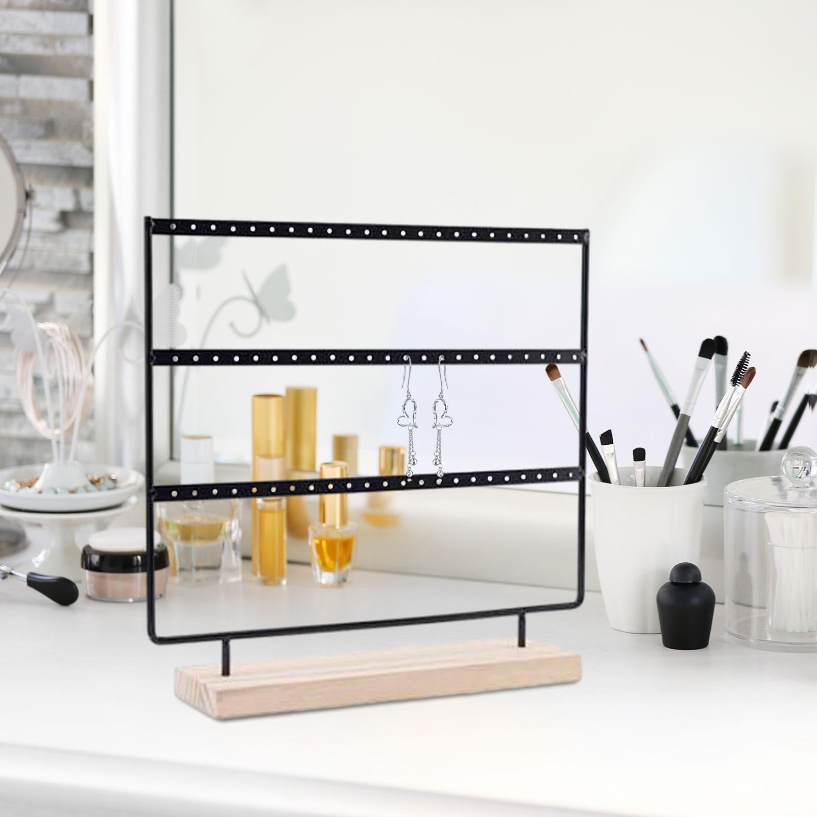 Earring Organizer Metal with Holes Ear Studs Holder for Dresser Vanity Shops black