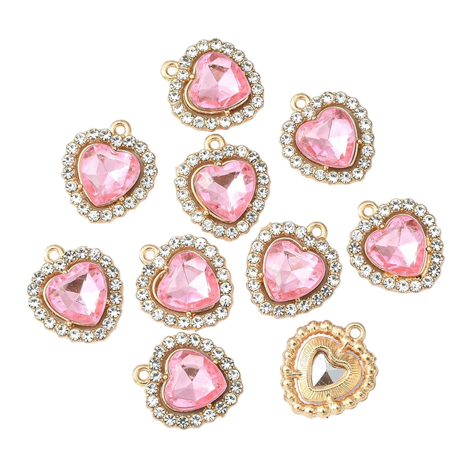 10x Charms Pendants Embellishments Flatback DIY for Wedding Hair Accessories Pink
