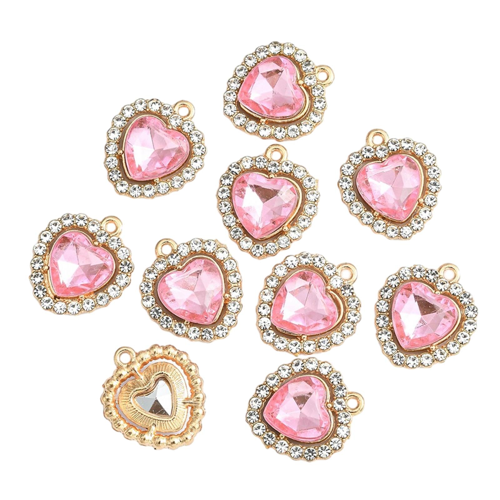 10x Charms Pendants Embellishments Flatback DIY for Wedding Hair Accessories Pink
