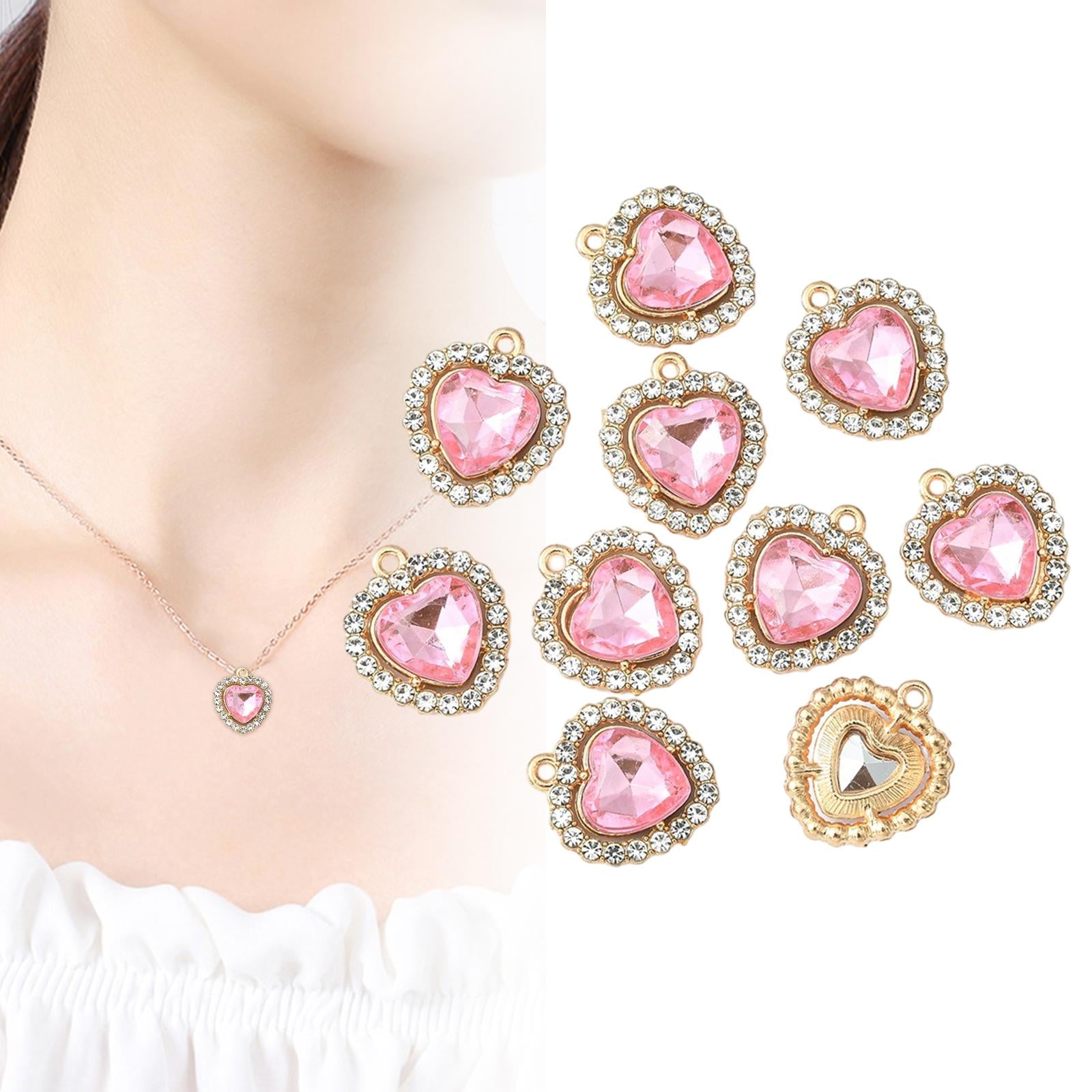 10x Charms Pendants Embellishments Flatback DIY for Wedding Hair Accessories Pink