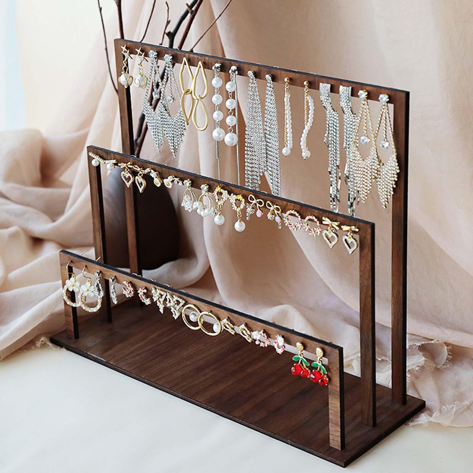 Earring Display Stand Showcase with Holes Jewelry Stand Earring Holder Stand 30cmx10cmx24cm