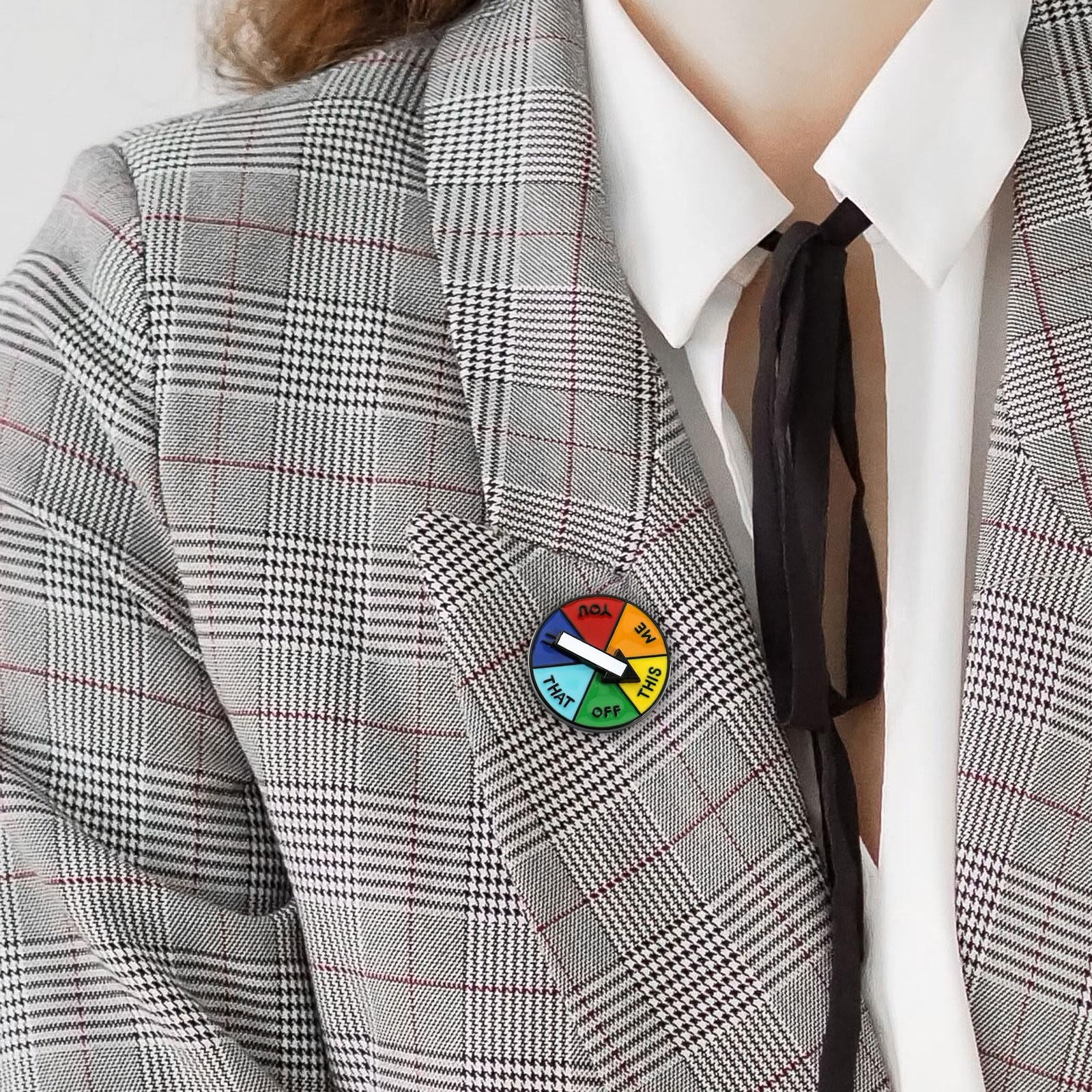 Rotatable Pin Suit Brooch Cool Enamel Brooch Pins for Sweater Scarf Backpack